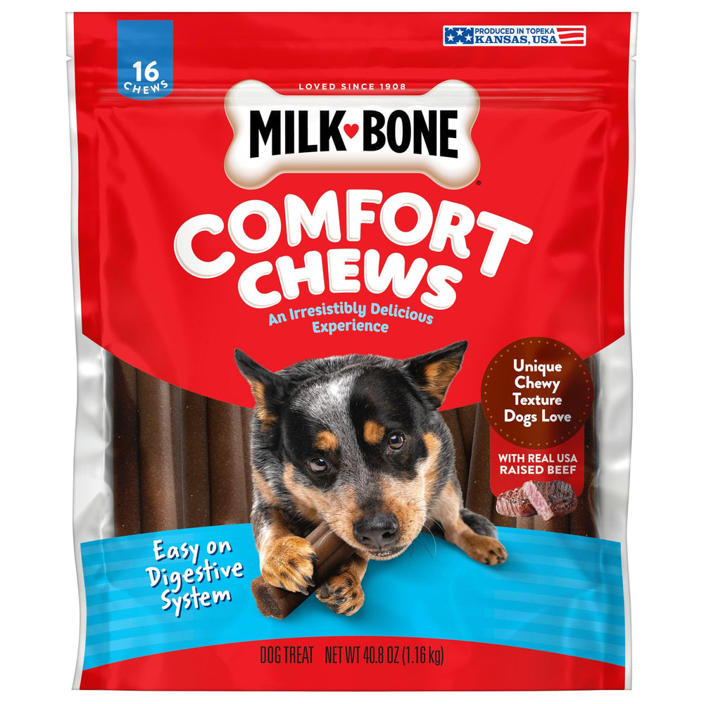 Milk-Bone Comfort Chews pour détendre et occuper votre chien à la maison.