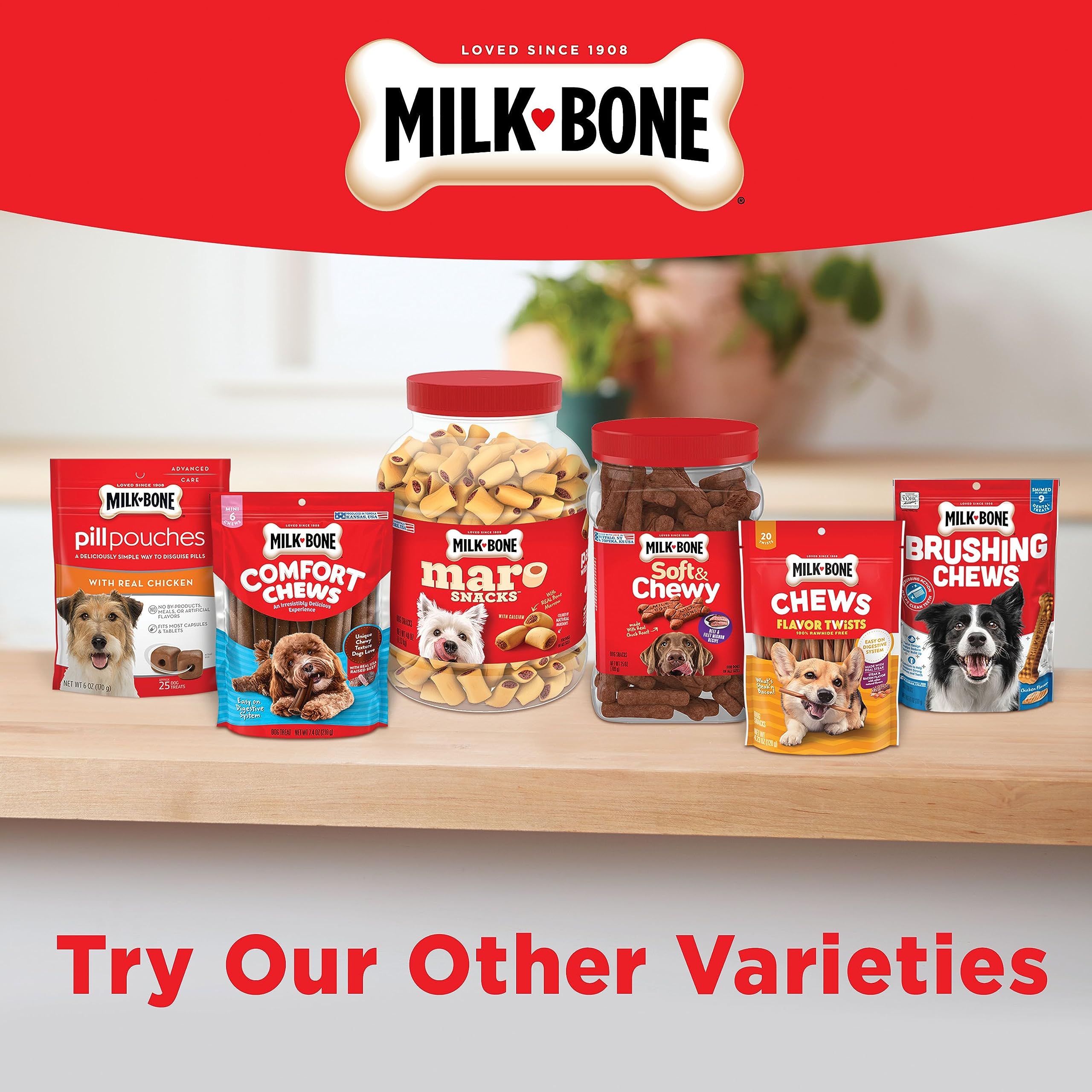 Sans cuir cru Milk-Bone Comfort Chews respectueux de l’estomac.