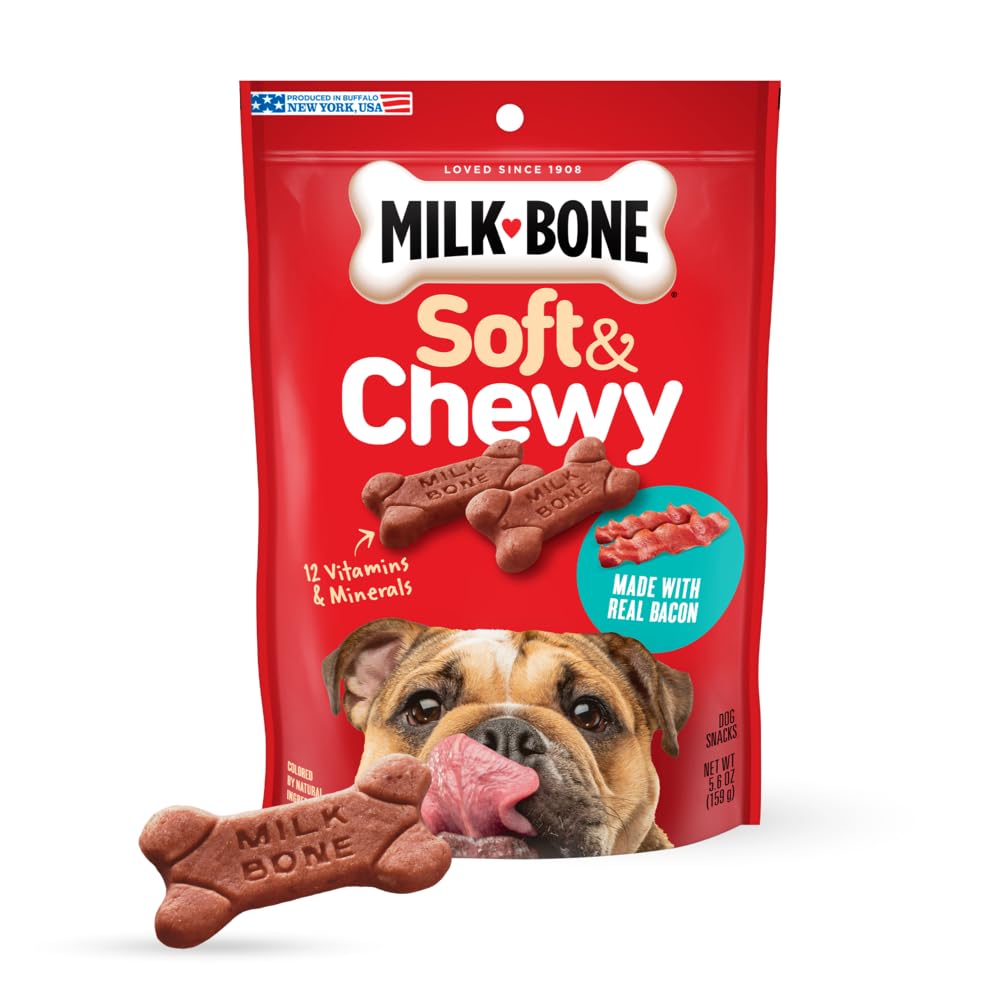 Milk-Bone doux et moelleux au bacon réel, récompense savoureuse pour chien