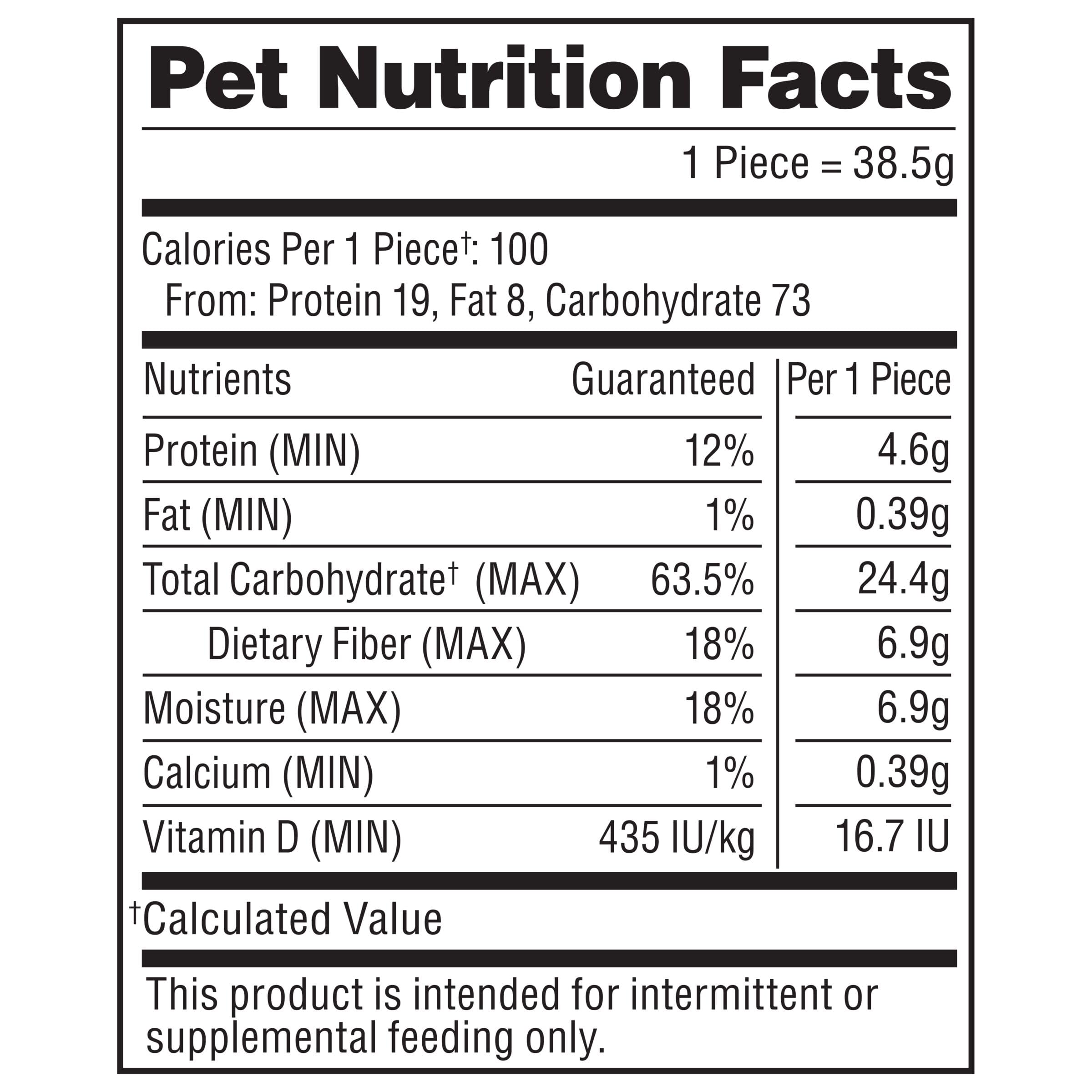 Emballage Milk-Bone montrant variations possibles selon le lot.