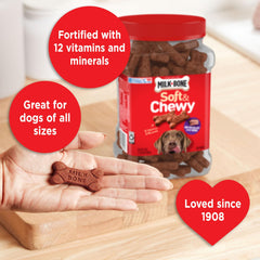 Milk-Bone friandises tendres au bœuf réel, parfaite pour chiens de toutes tailles.