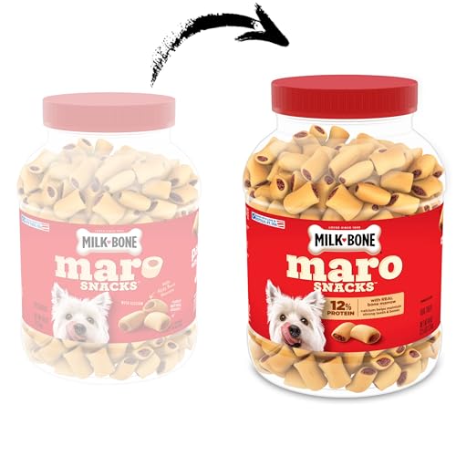Biscuit croustillant extérieur de Milk-Bone MaroSnacks pour une texture appréciée par les petits chiens.