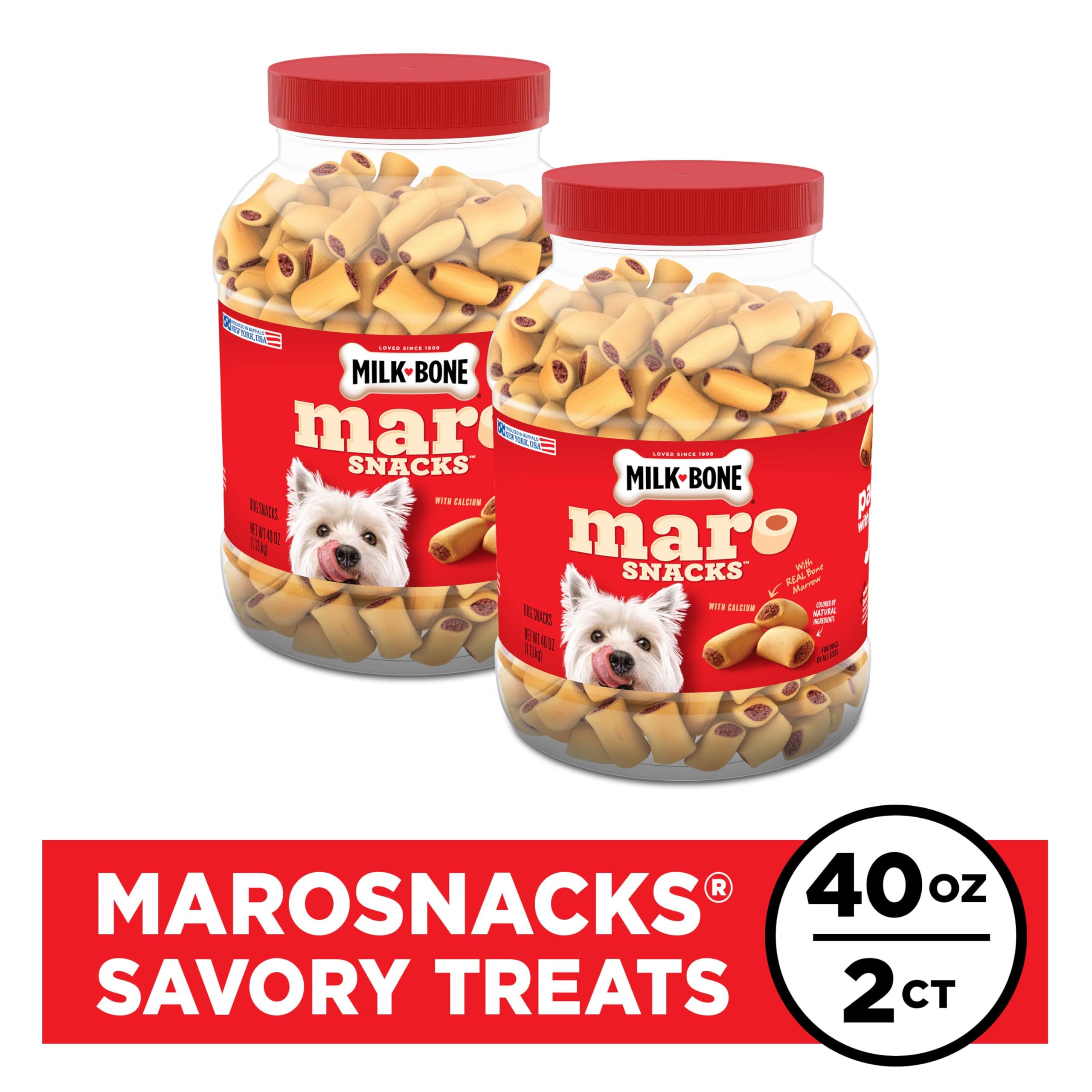 Milk-Bone MaroSnacks : deux boîtes de 40 onces, pratique pour le stock et l'entraînement.