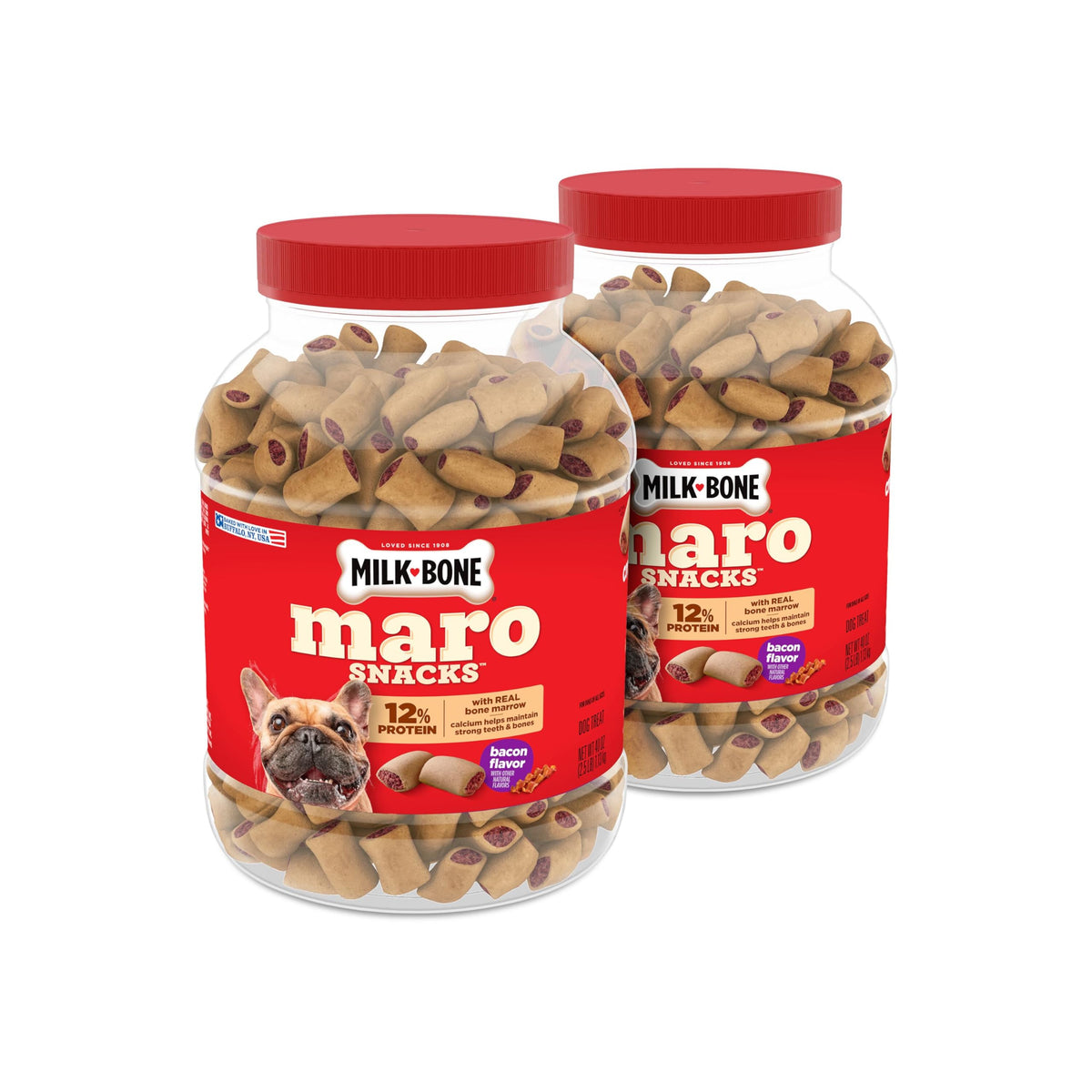 Milk-Bone MaroSnacks en emballage double, pratique pour entraînement et récompense.