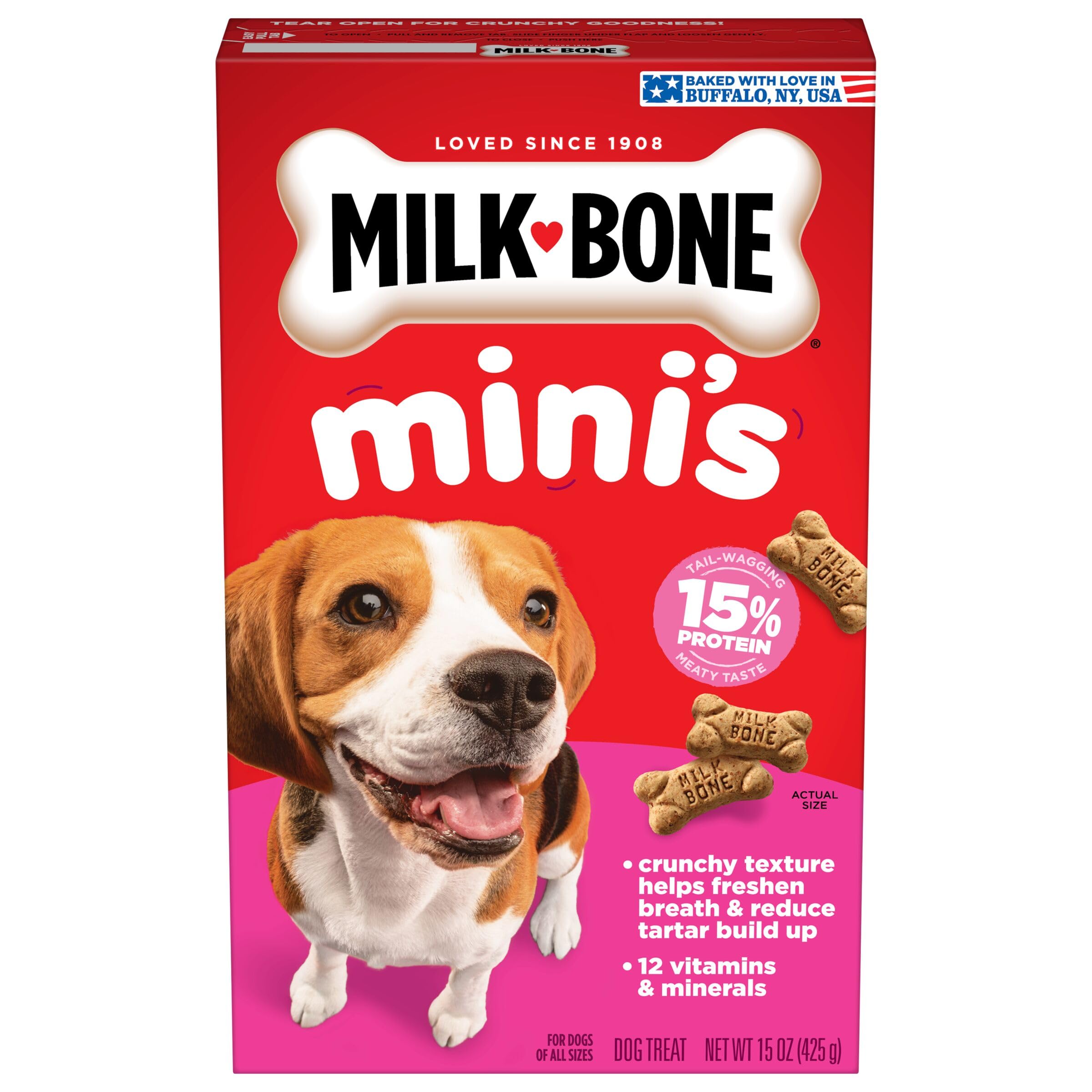 Milk-Bone Minis biscuits originaux en boîte pour récompenser votre chien.