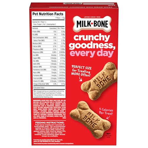 Milk-Bone Minis bouchées miniatures croquantes, texture appréciée par les chiens.