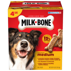 Milk-Bone Original Biscuits: boîte 4 lb, récompense croquante pour chien.