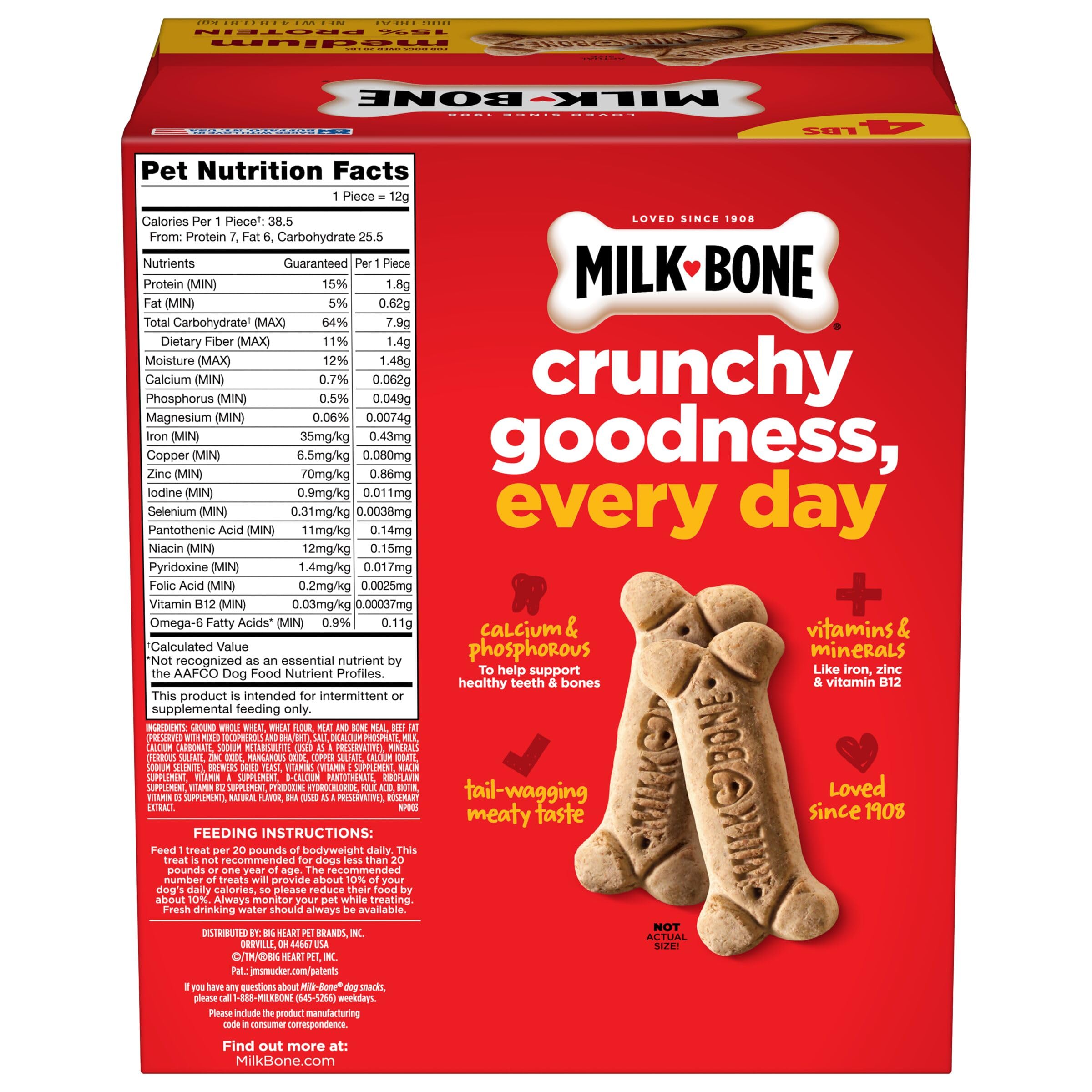 Milk-Bone Original Biscuits: goût viande, récompense quotidienne.