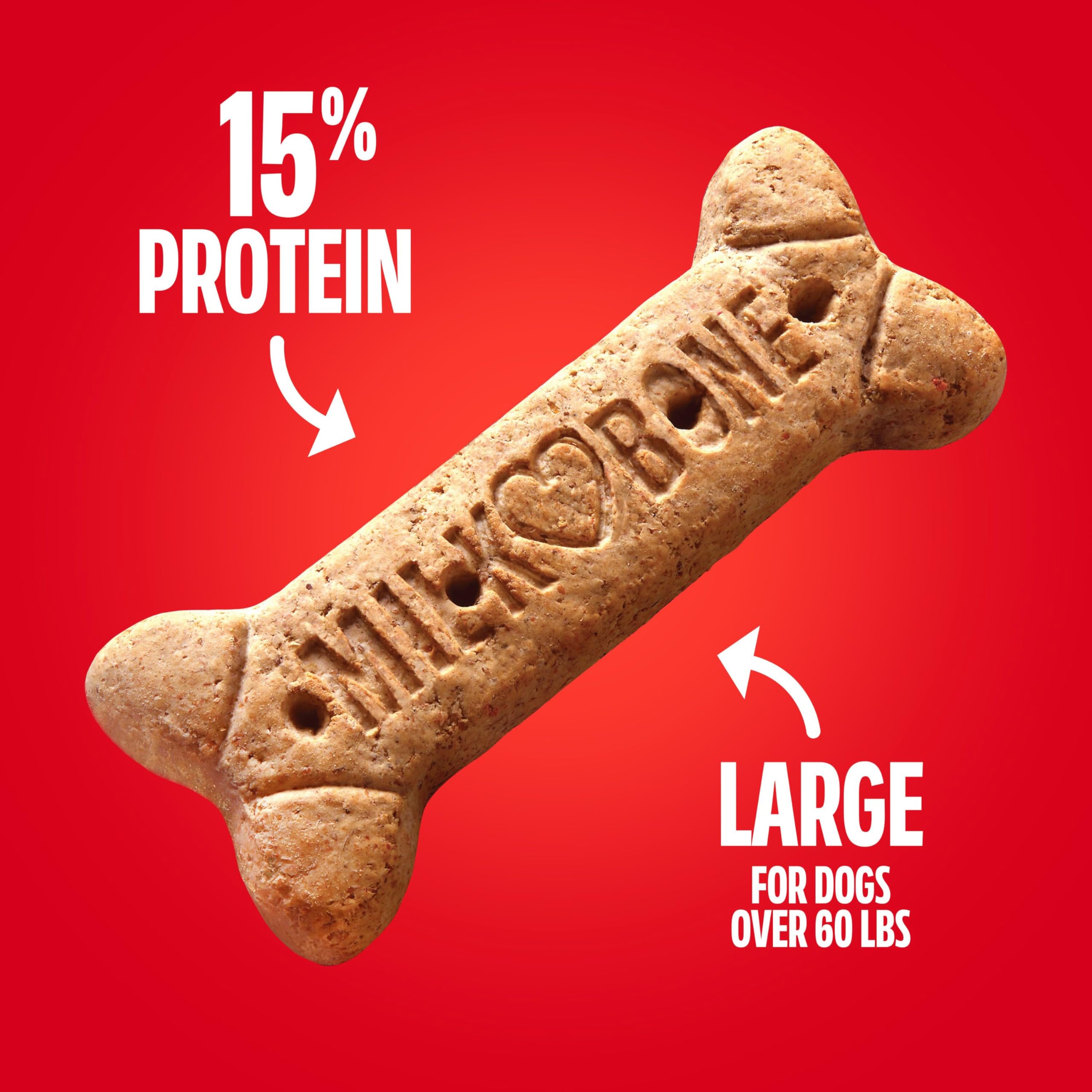 Milk-Bone Original – 15 pourcent protéines, apport nutritionnel appréciable pour grands chiens.