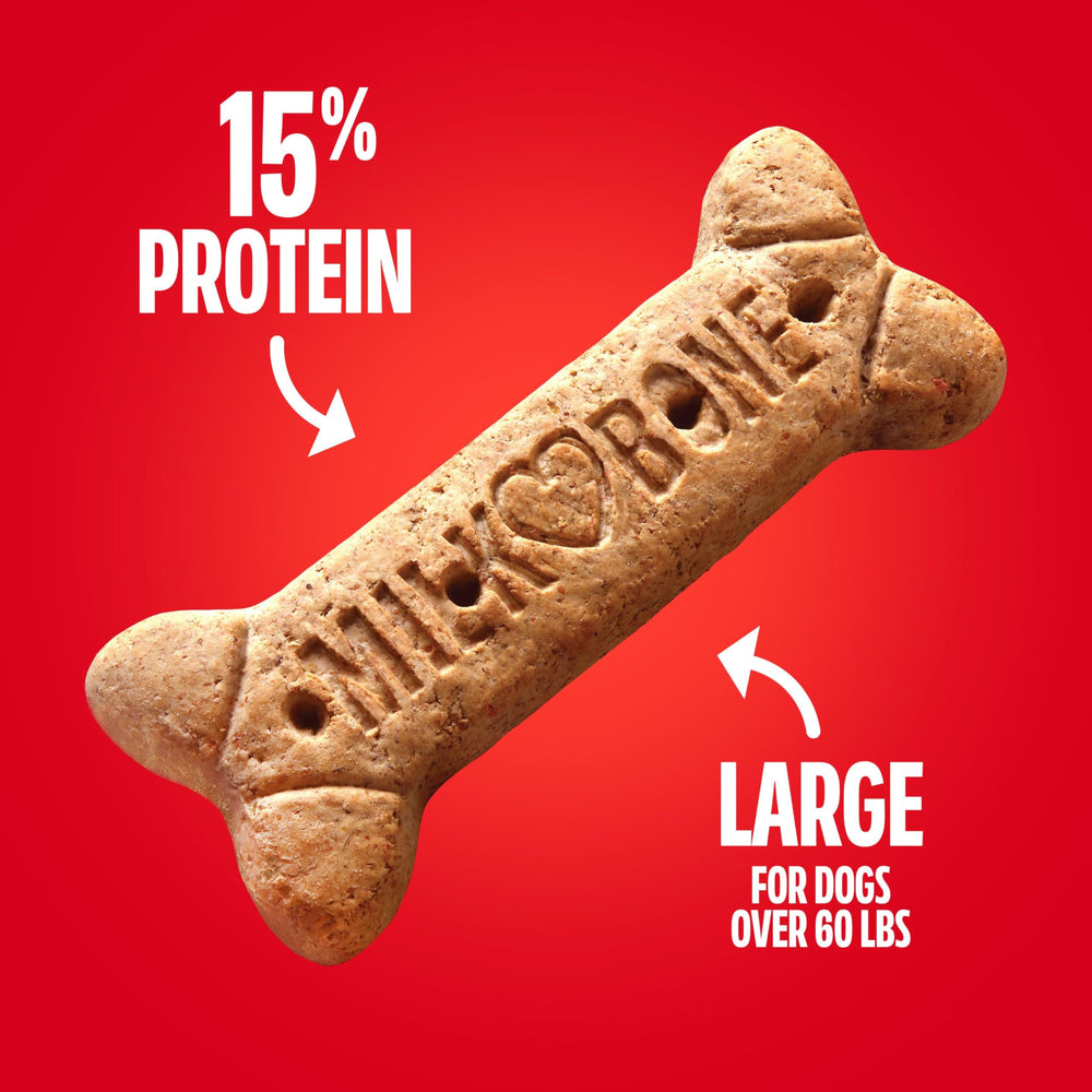 Milk-Bone Original – 15 pourcent protéines, apport nutritionnel appréciable pour grands chiens.
