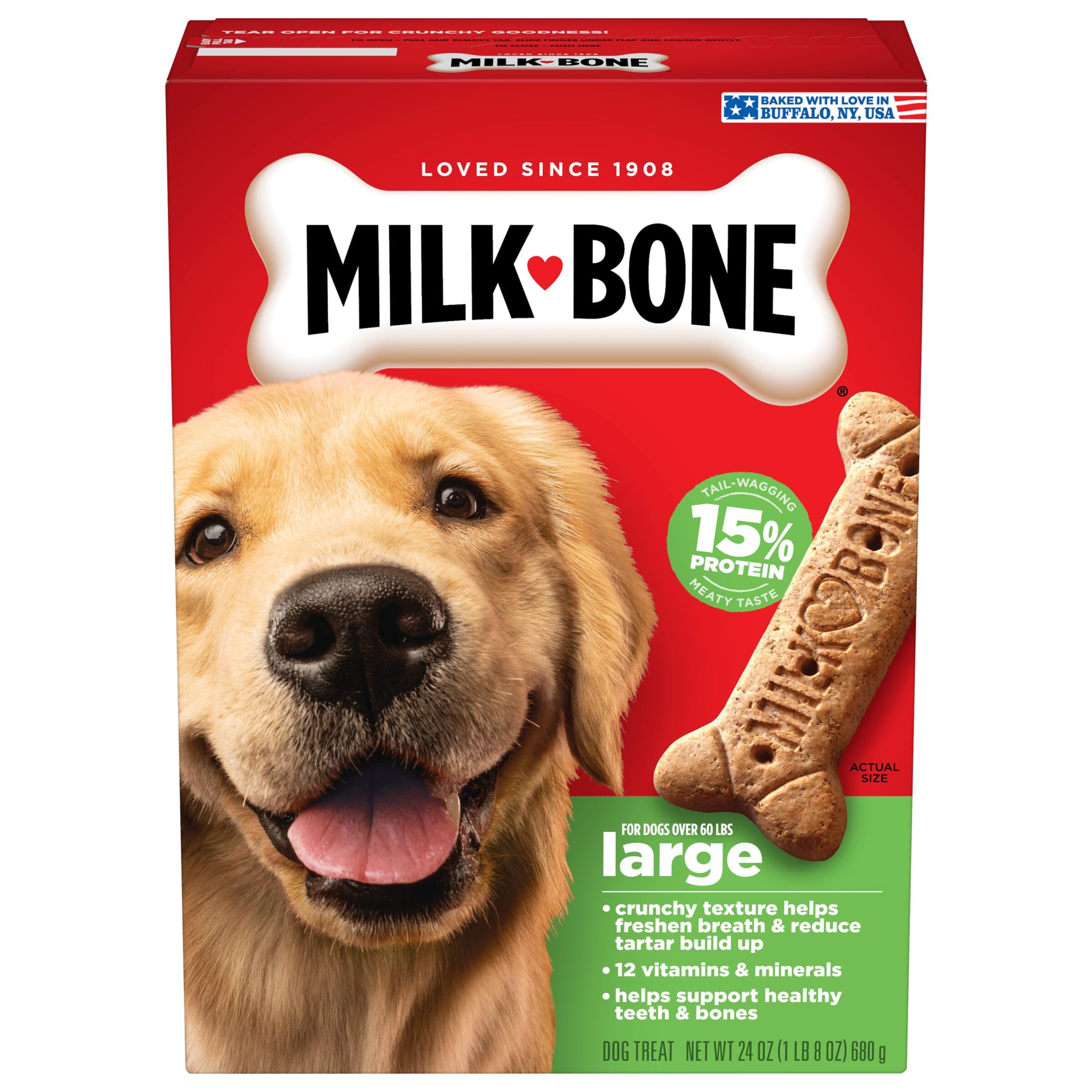 Milk-Bone Original pour gros chien (60 lb) – bouchée généreuse.
