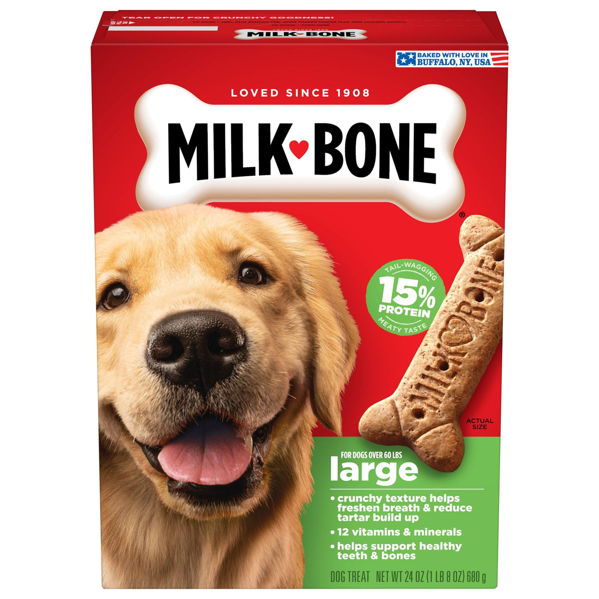Milk-Bone Original pour gros chien (60 lb) – bouchée généreuse.