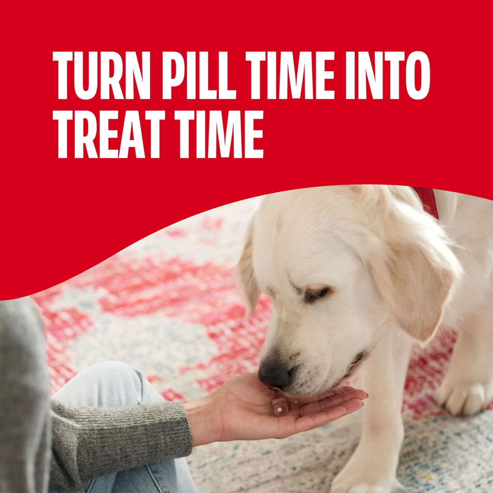 Milk-Bone Pill Pouches enrobe les pilules pour masquer goût et odeur lors des prises.