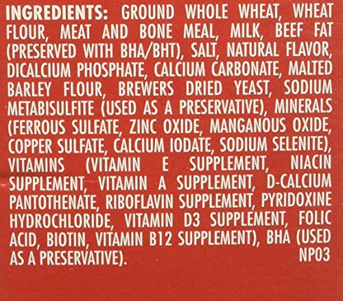 Milk-Bone: portions simples, 3 à 6 biscuits par jour selon le poids.