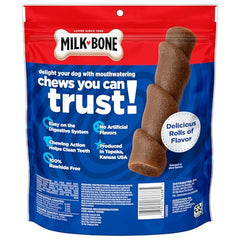 Gros plan sur les rouleaux de poulet Milk-Bone pour chien.
