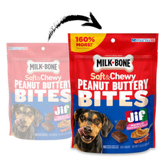 Sachet Milk-Bone ouvert affichant le format pratique des bouchées.