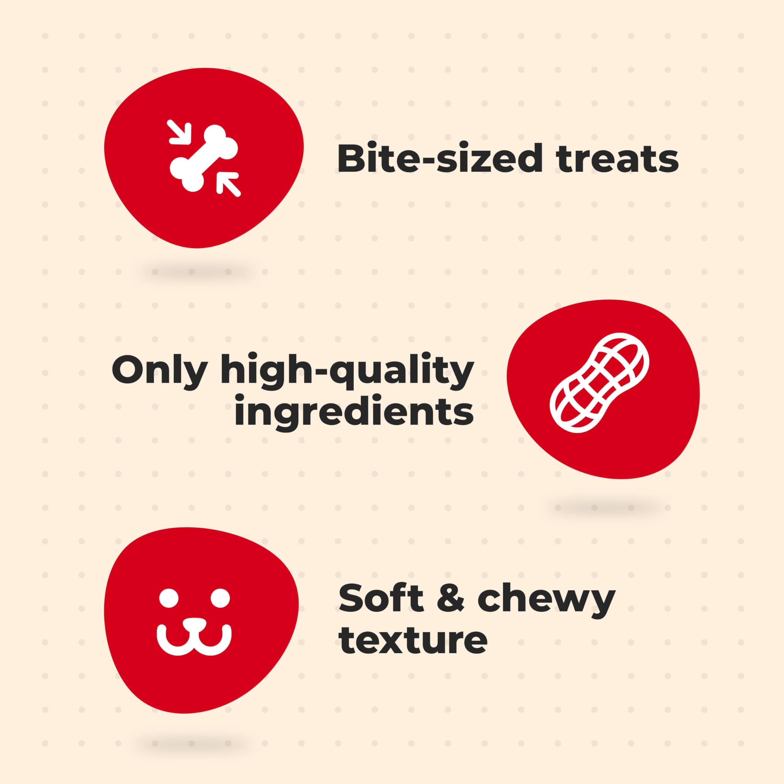 Milk-Bone texture-moelleuse: petites bouchees faciles a mâcher pour chiens.