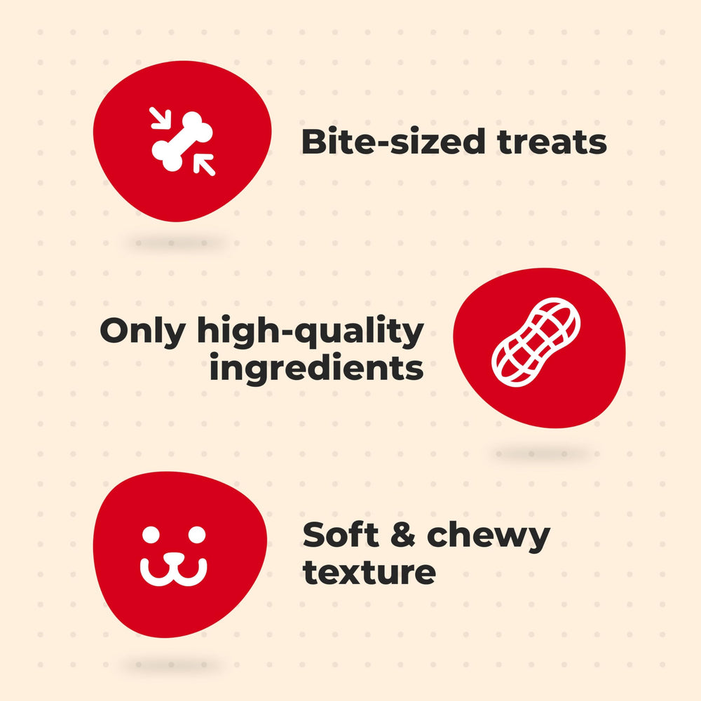 Milk-Bone texture-moelleuse: petites bouchees faciles a mâcher pour chiens.