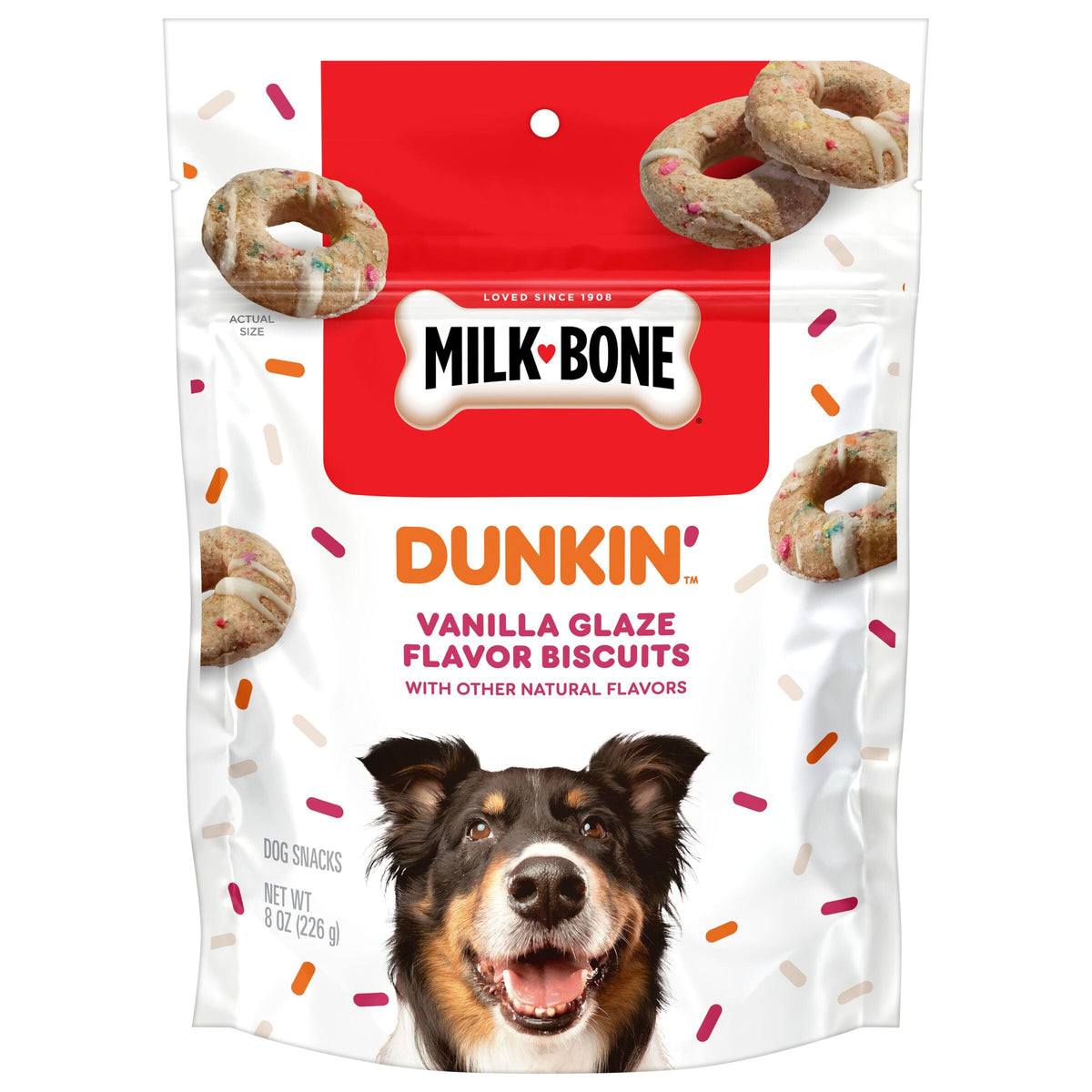 Milk-Bone Dunkin vanille glace biscuits – récompense savoureuse après la promenade.