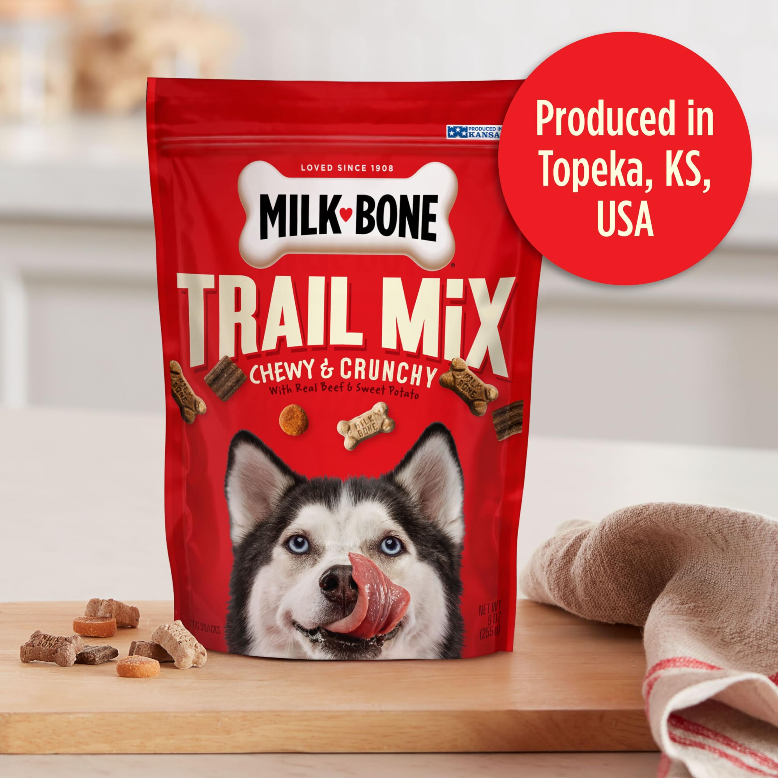 Milk-Bone Trail Mix-boeuf-patate-douce, saveur naturelle pour la récompense.