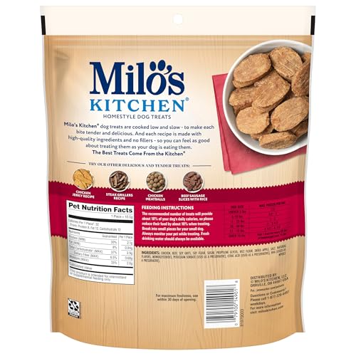 Milo’s Kitchen réconfort canine après promenade ou jeu.