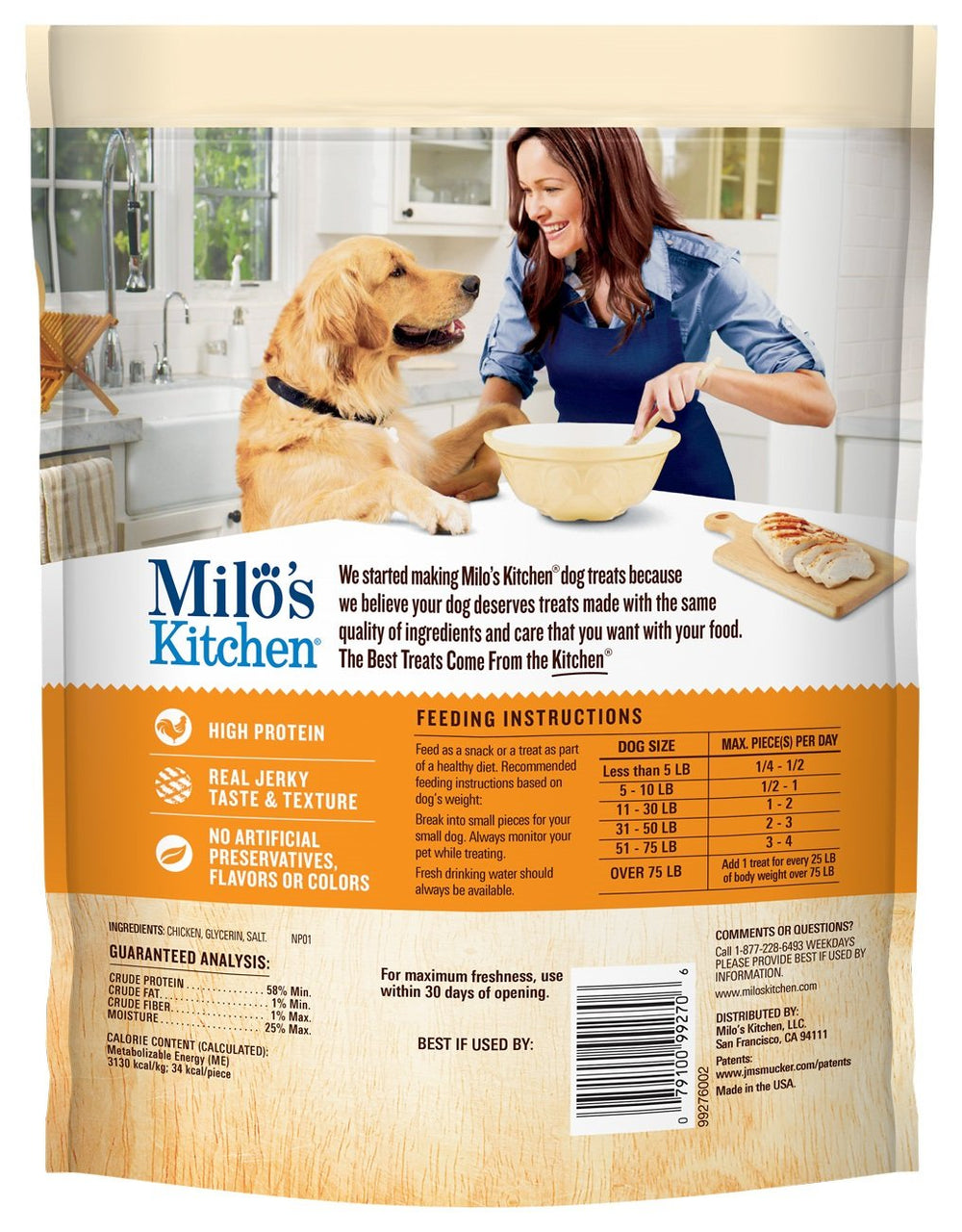Sans additifs: Milo's Kitchen Simply Chicken Jerky pour chien.