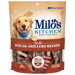 Milo’s Kitchen Steak Grillers: sachet 18 oz, friandise pratique pour récompenser votre chien.