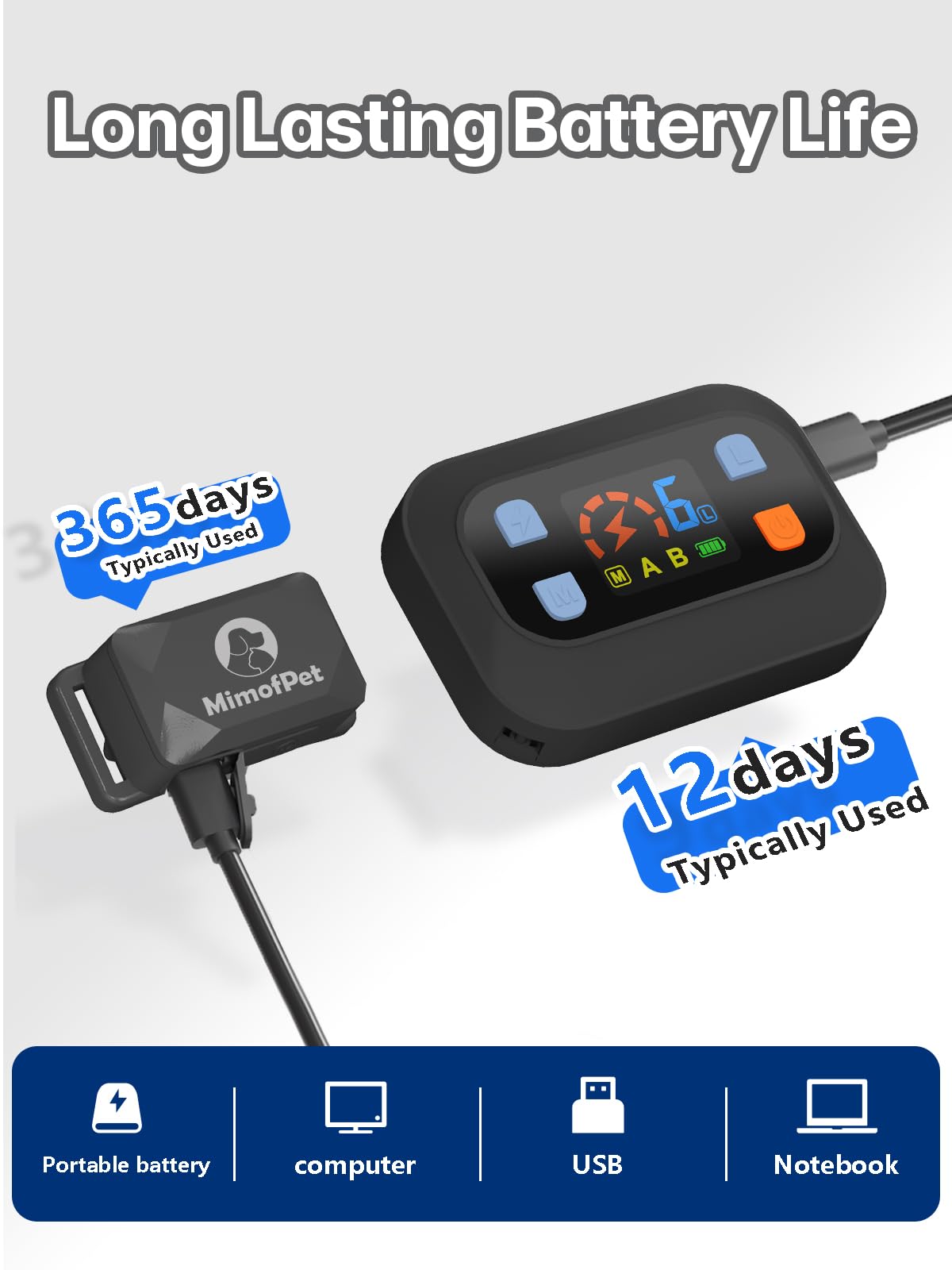 Batterie rechargeable: transmetteur et collier longue autonomie.
