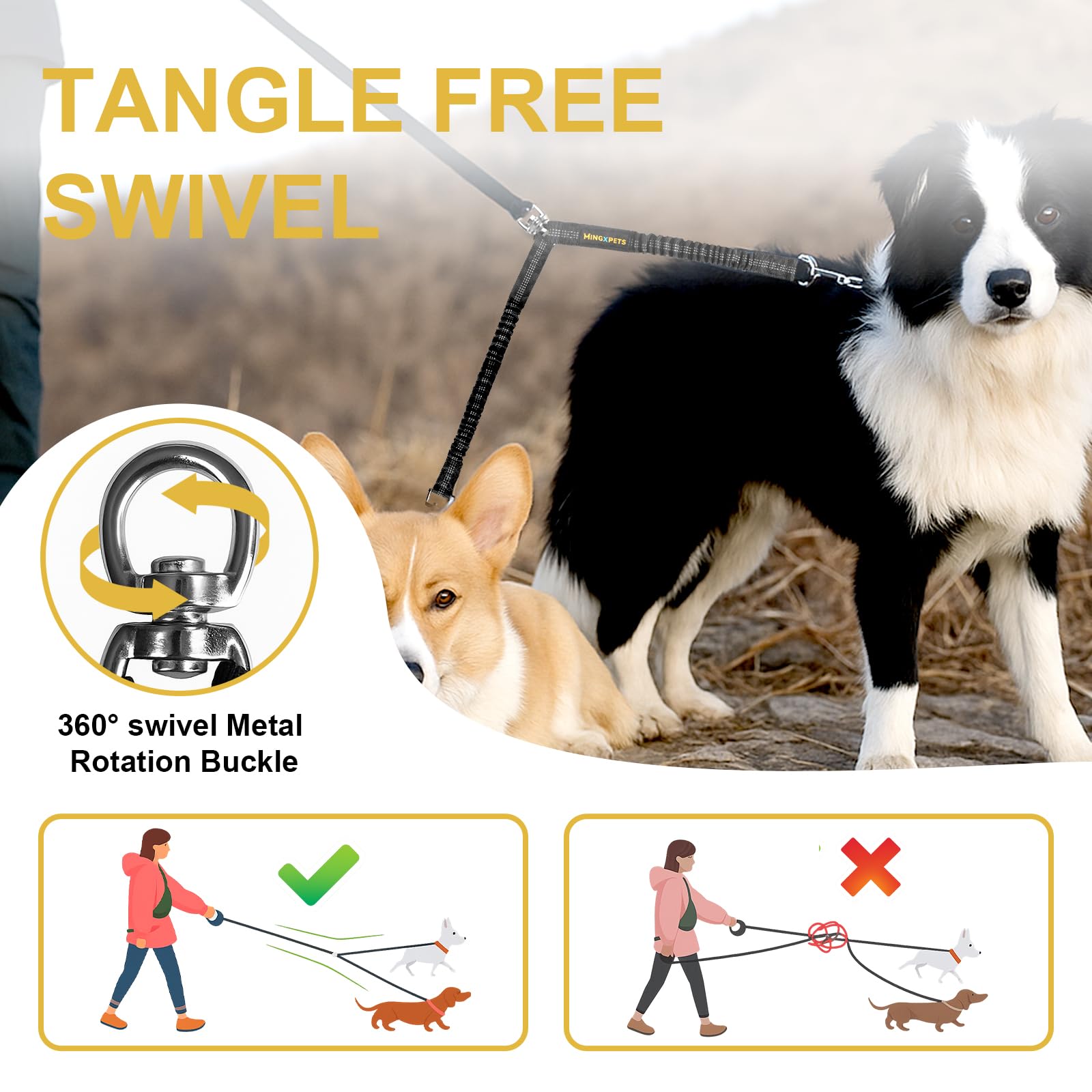 MingXpets cordage nylon résistant aux morsures: durable et facile à nettoyer après les balades.