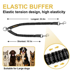 MingXpets laisse double-chien sans enchevêtrement: promenade sereine même lorsque les chiens tirent.