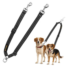 MingXpets Laisse double pour deux chiens en action, evite les noeuds et facilite le controle.