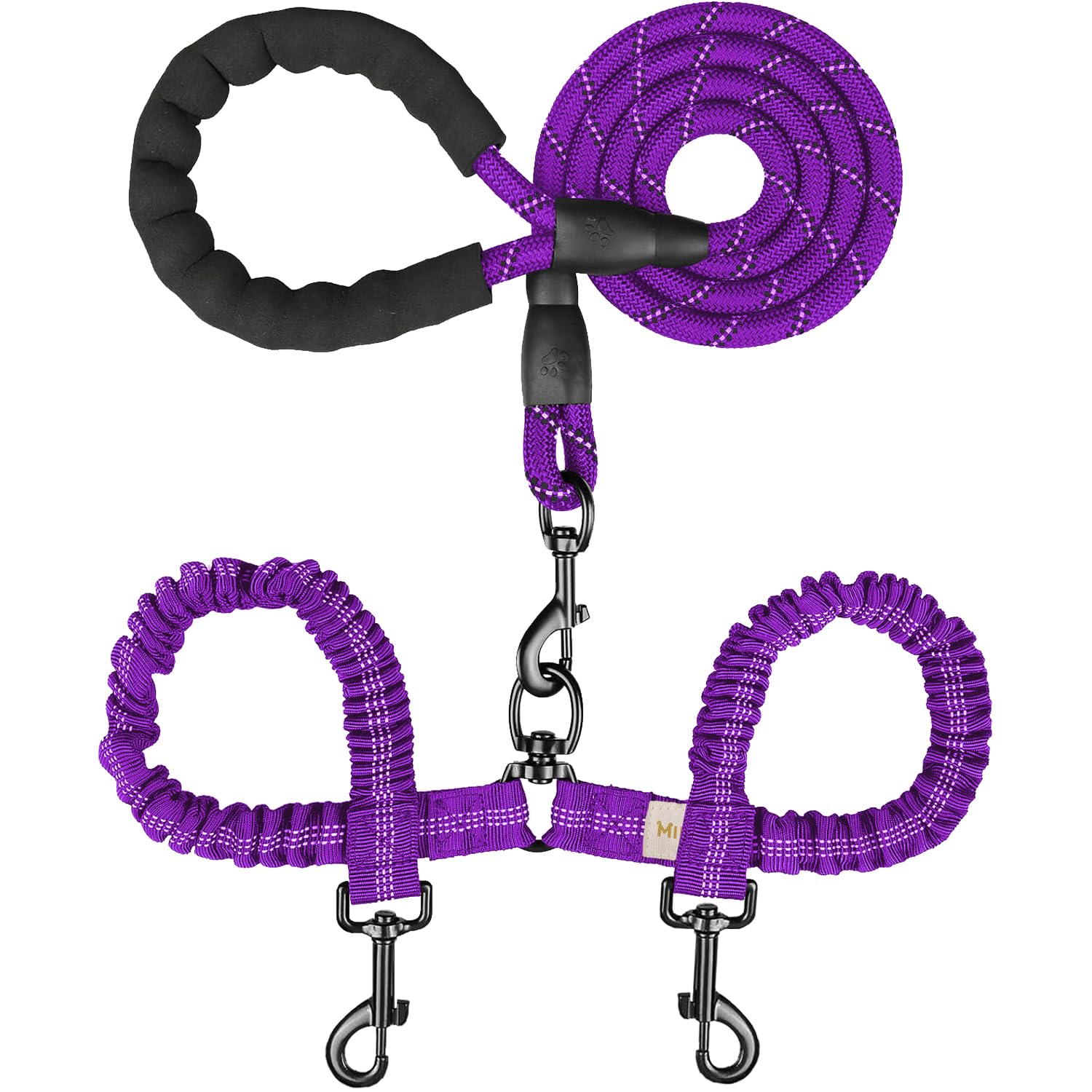 MingXpets Longe double-chien poignee-eponge: confort de prise et réduction de fatigue.