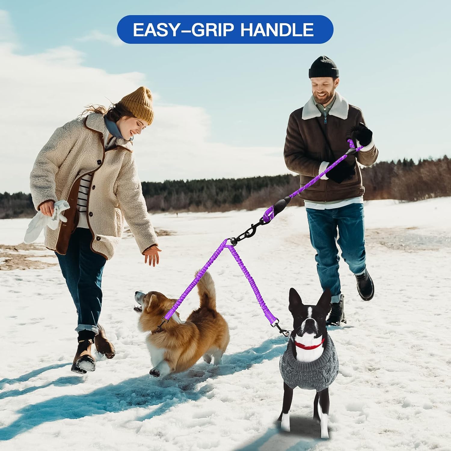 MingXpets Longe-marche-confort-duo: promenade fluide pour deux chiens.