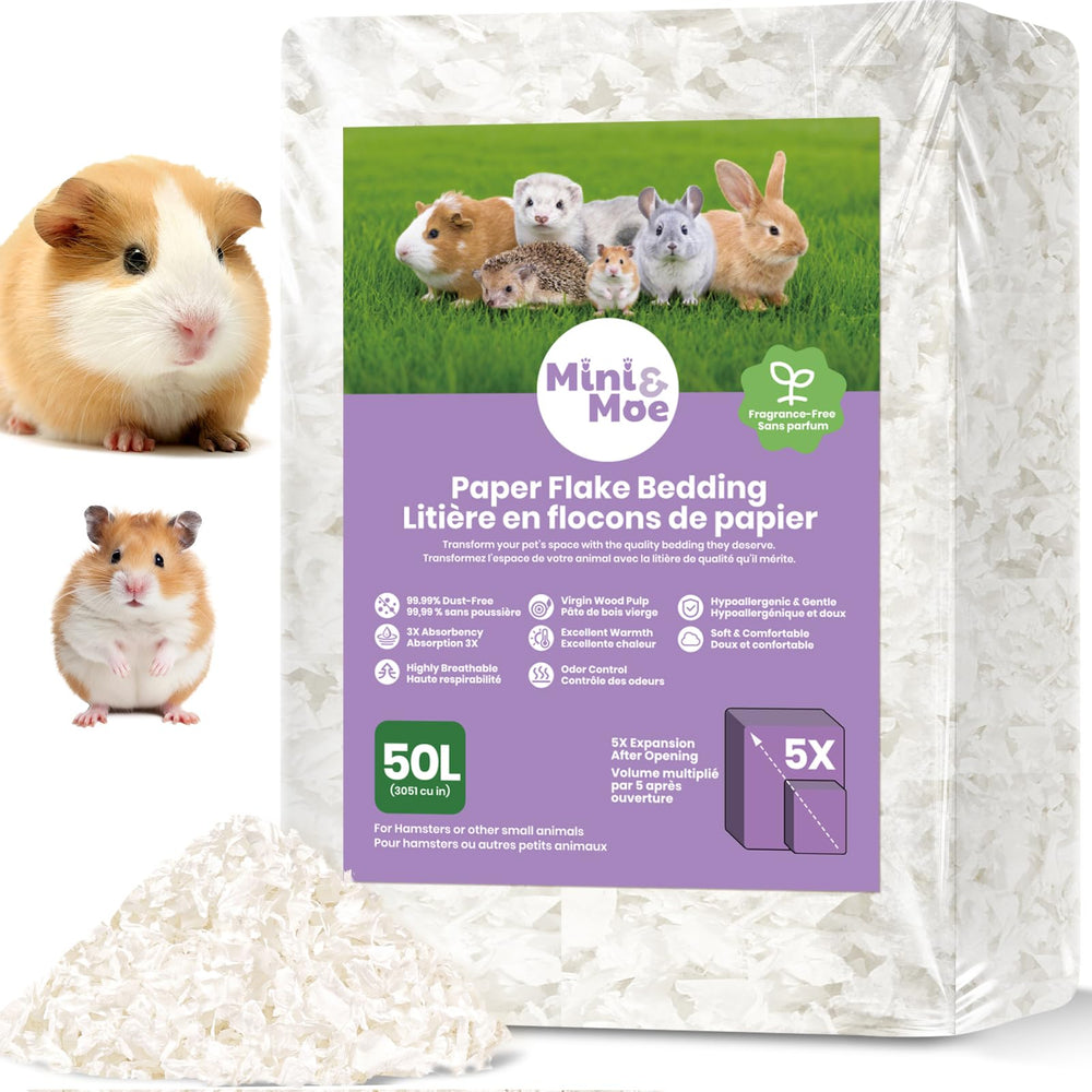 Mini&moe Litière 50L sans poussière pour un air pur des petits animaux.