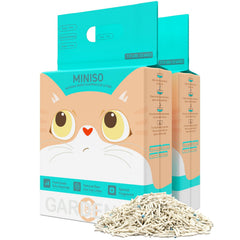 MINISO litière tofu-bentonite-manioc, formation de grumeaux efficace pour un nettoyage facilité.