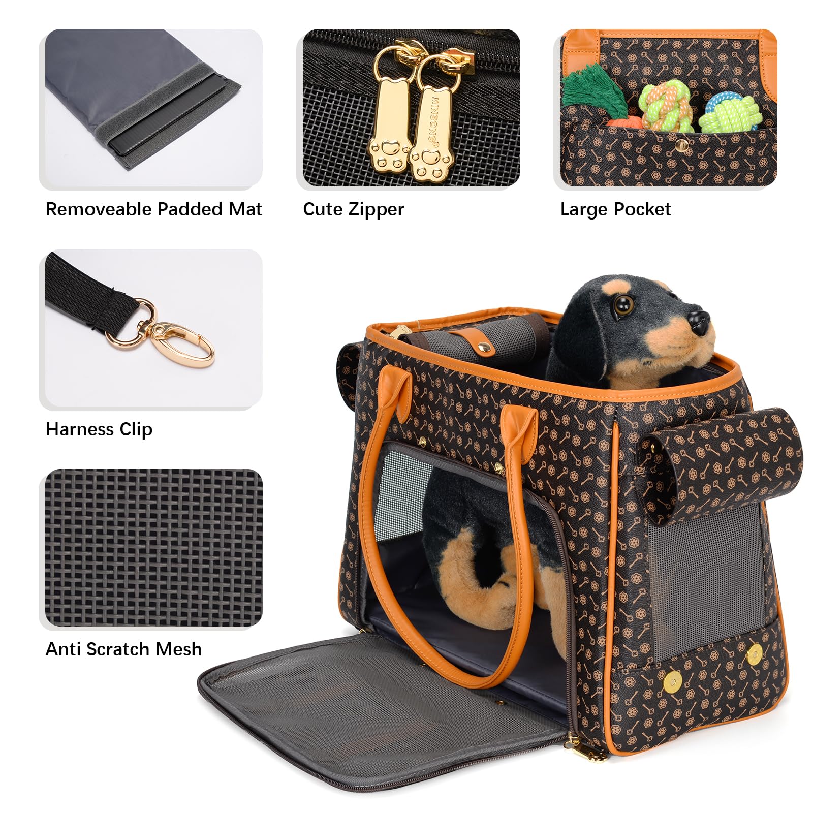 Minsong sac-porteur dimensions 40x19x30cm – convient aux petits chiens et chats.