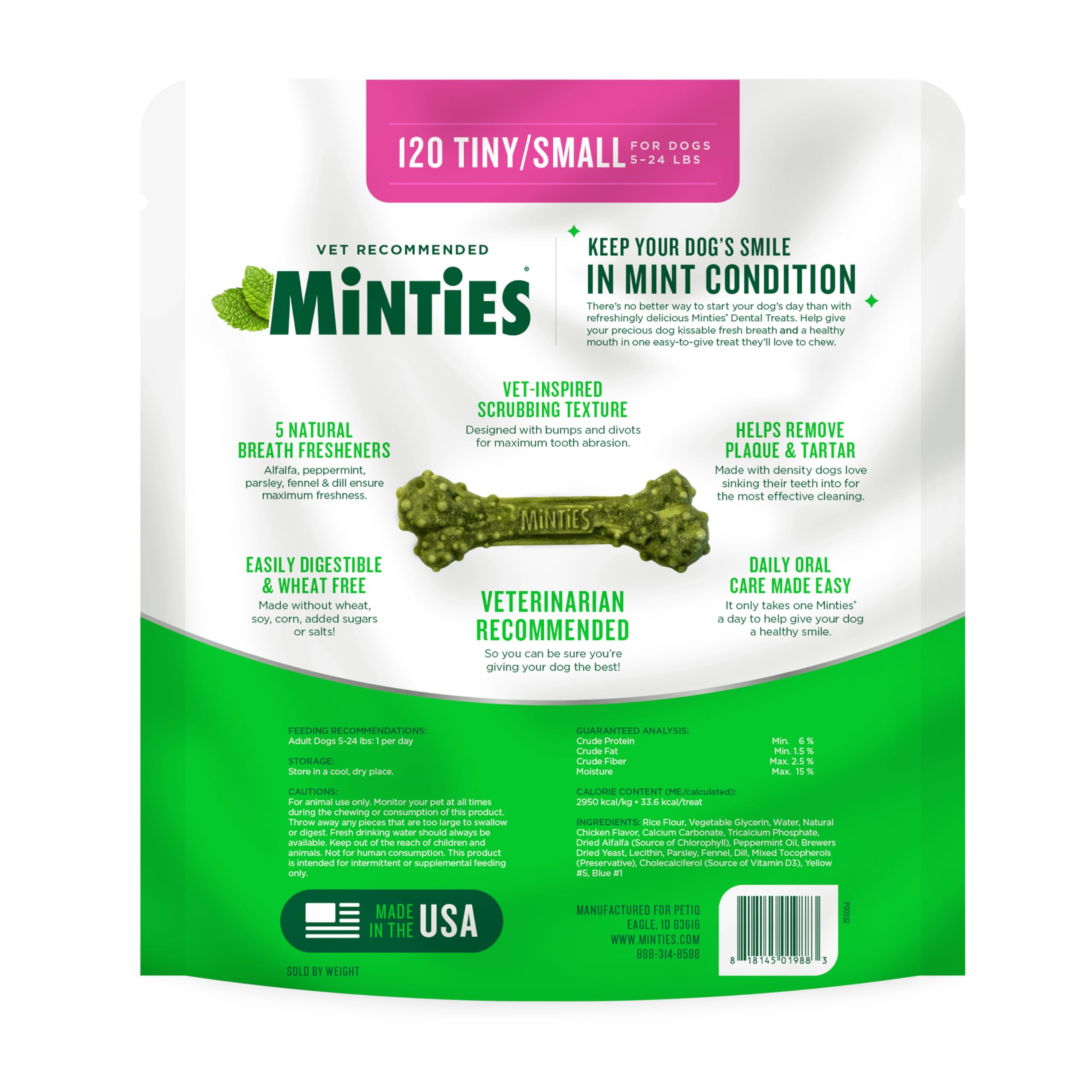Minties: friandises dentaires sans sel ajoutés pour chiens sensibles