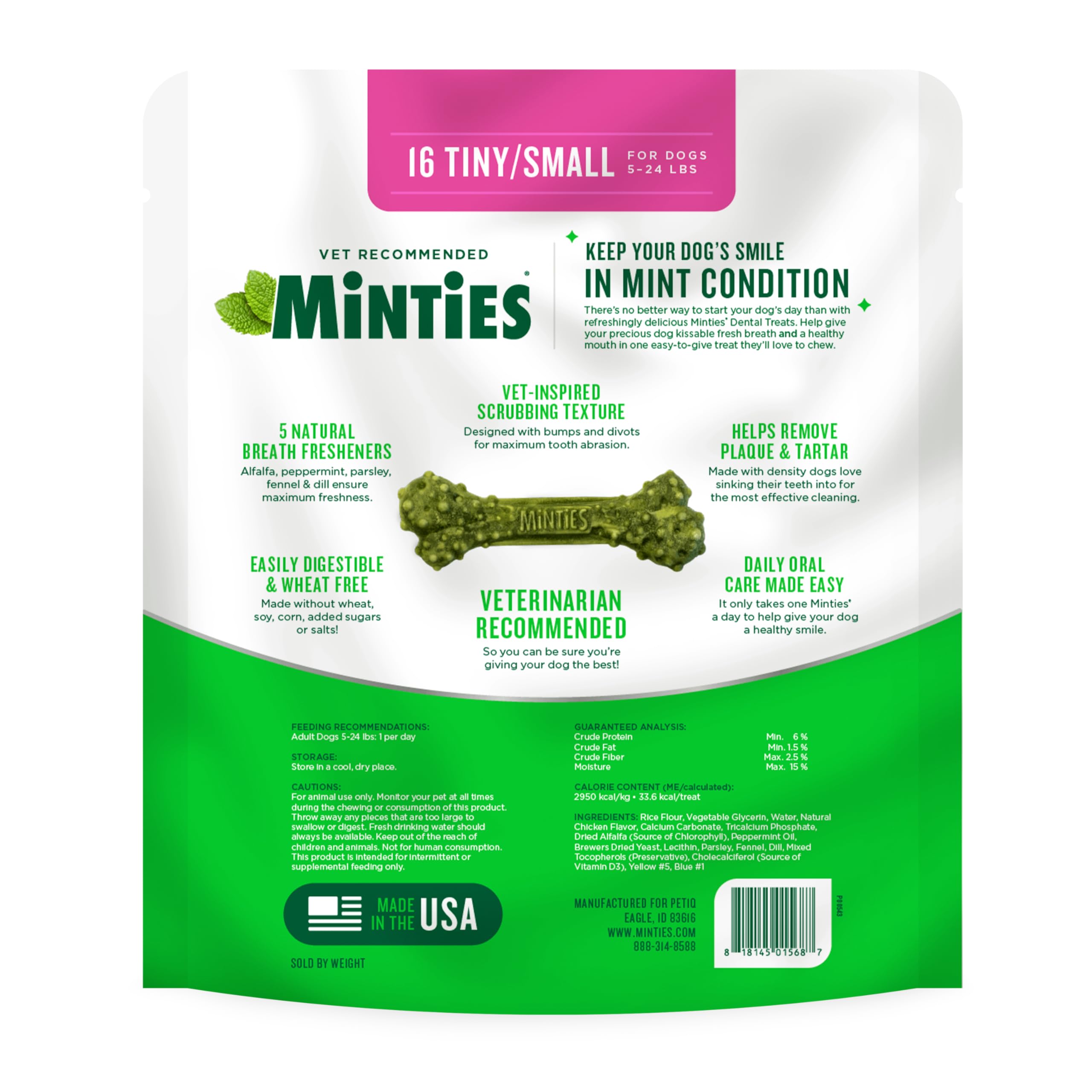 Format pack Minties 16 os dentaire pour chiens petits et miniatures