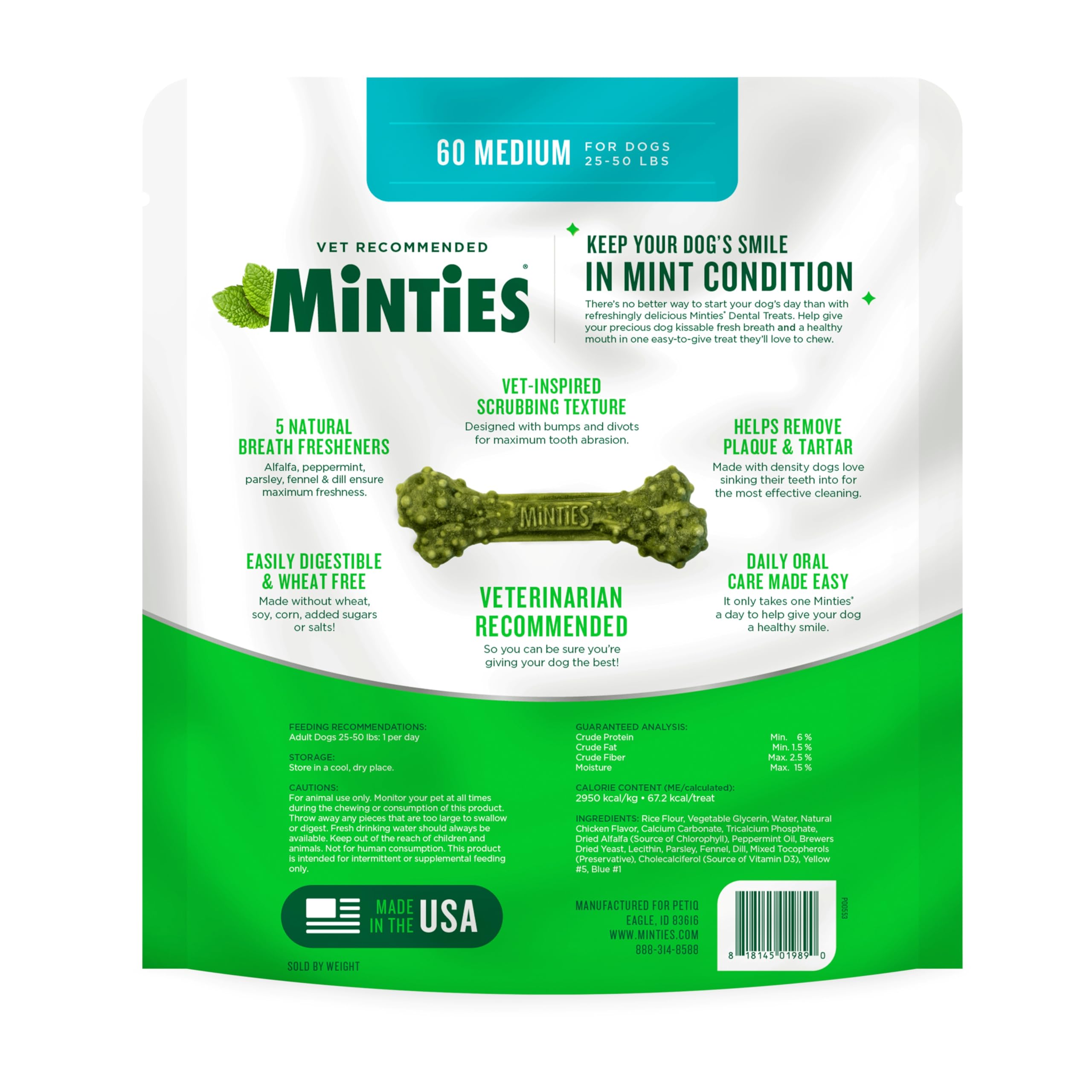 Minties portion os dentaires moyenne, portion pratique pour les chiens