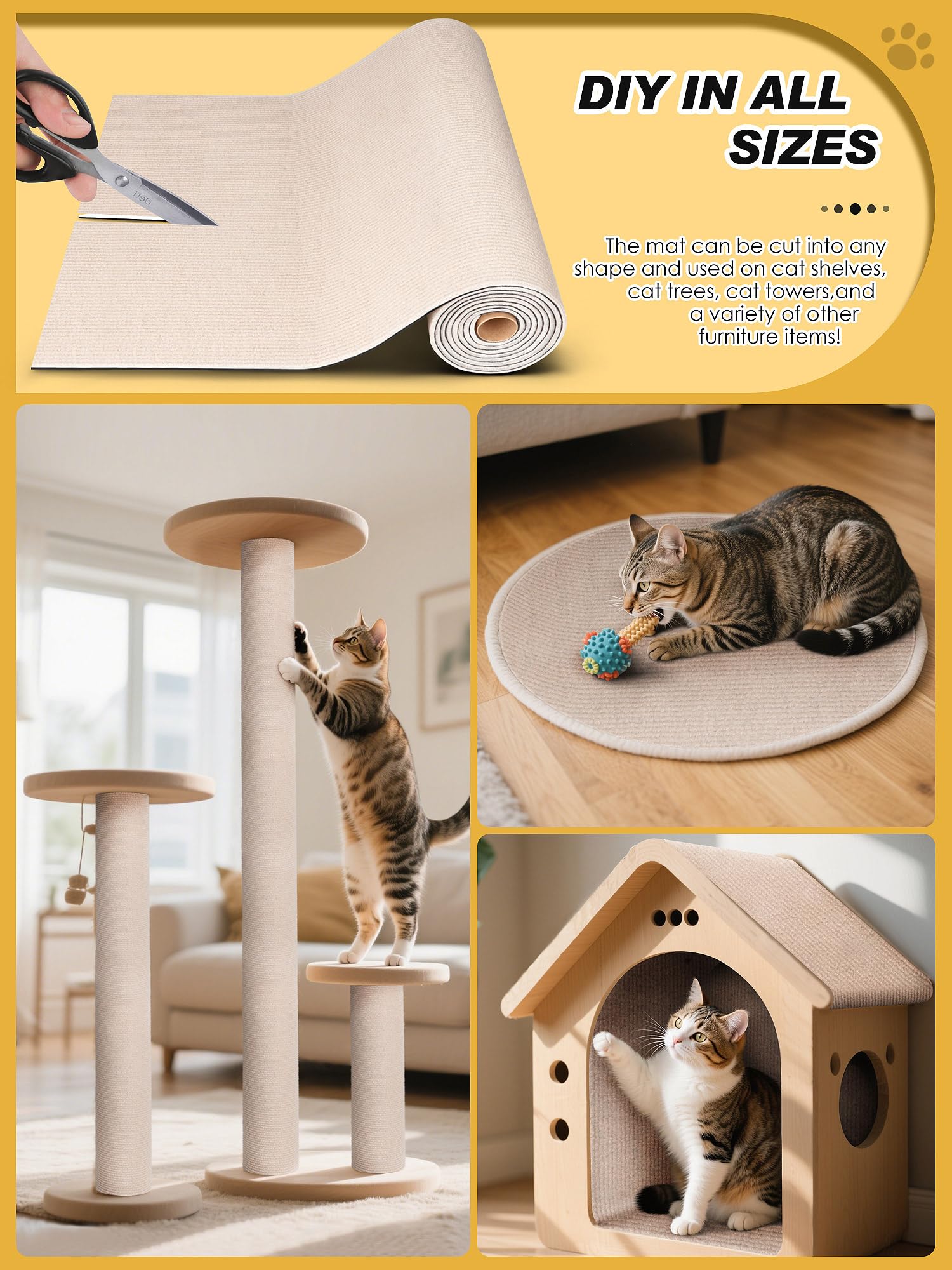 Minyii tapis chat matière durable résiste aux griffes tout en préservant meubles