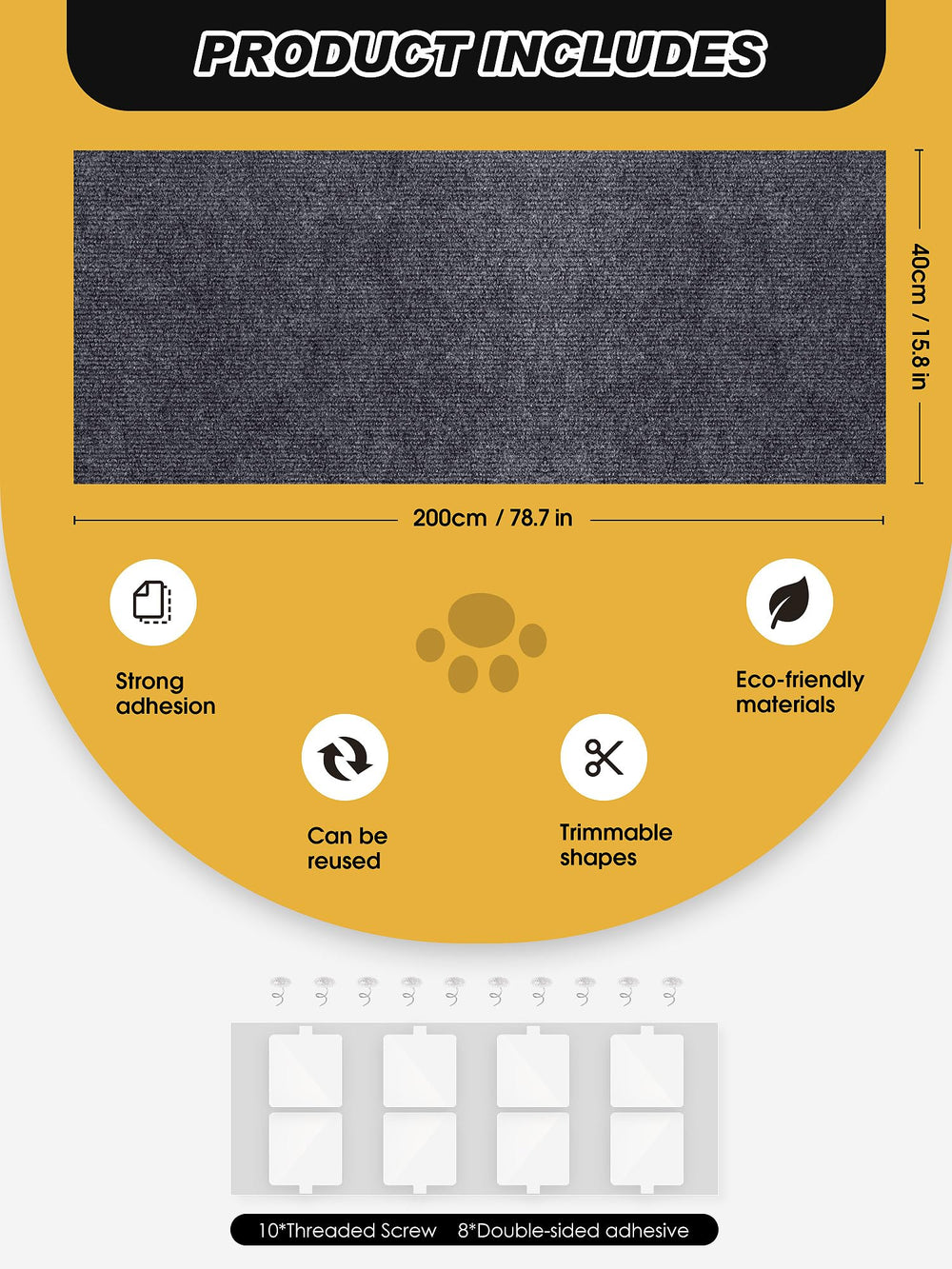 Minyii TLNNK tapis durable, idéal pour zones de grattage et meubles.