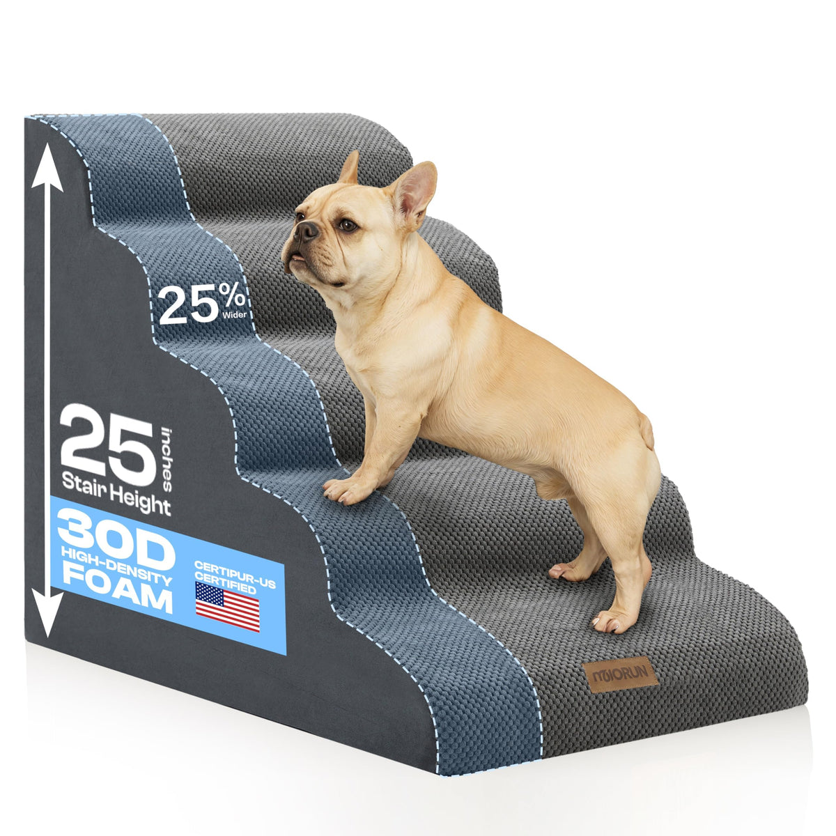 Miorun escalier pour chien extra-large, 25 pouces, soutien jusqu’à 80 lb près du lit haut.