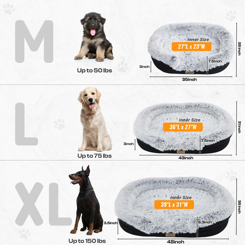 Gris élégant et grande taille, lit Miorun pour chiens XXL.