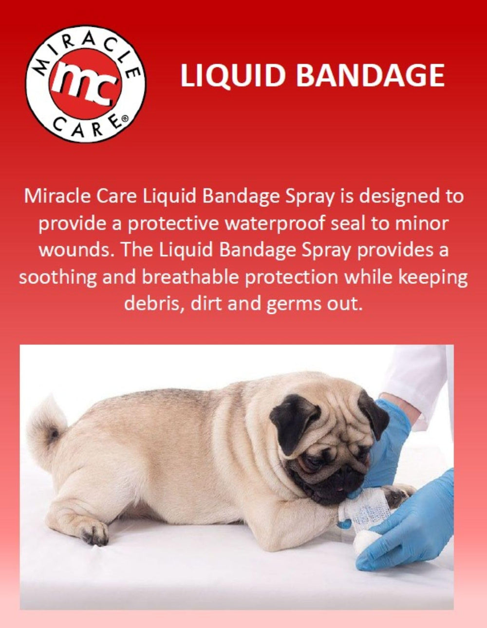 Miracle Care Spray offre une protection respirante et pansement liquide pour plaies mineures.