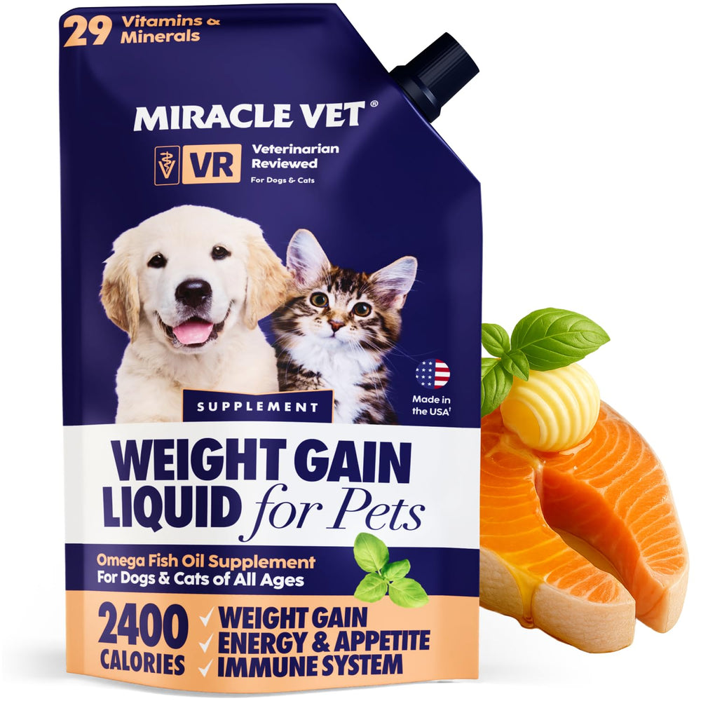 Miracle Vet gain-poids haute-calorie : bouteille prête à nourrir chiens et chats.