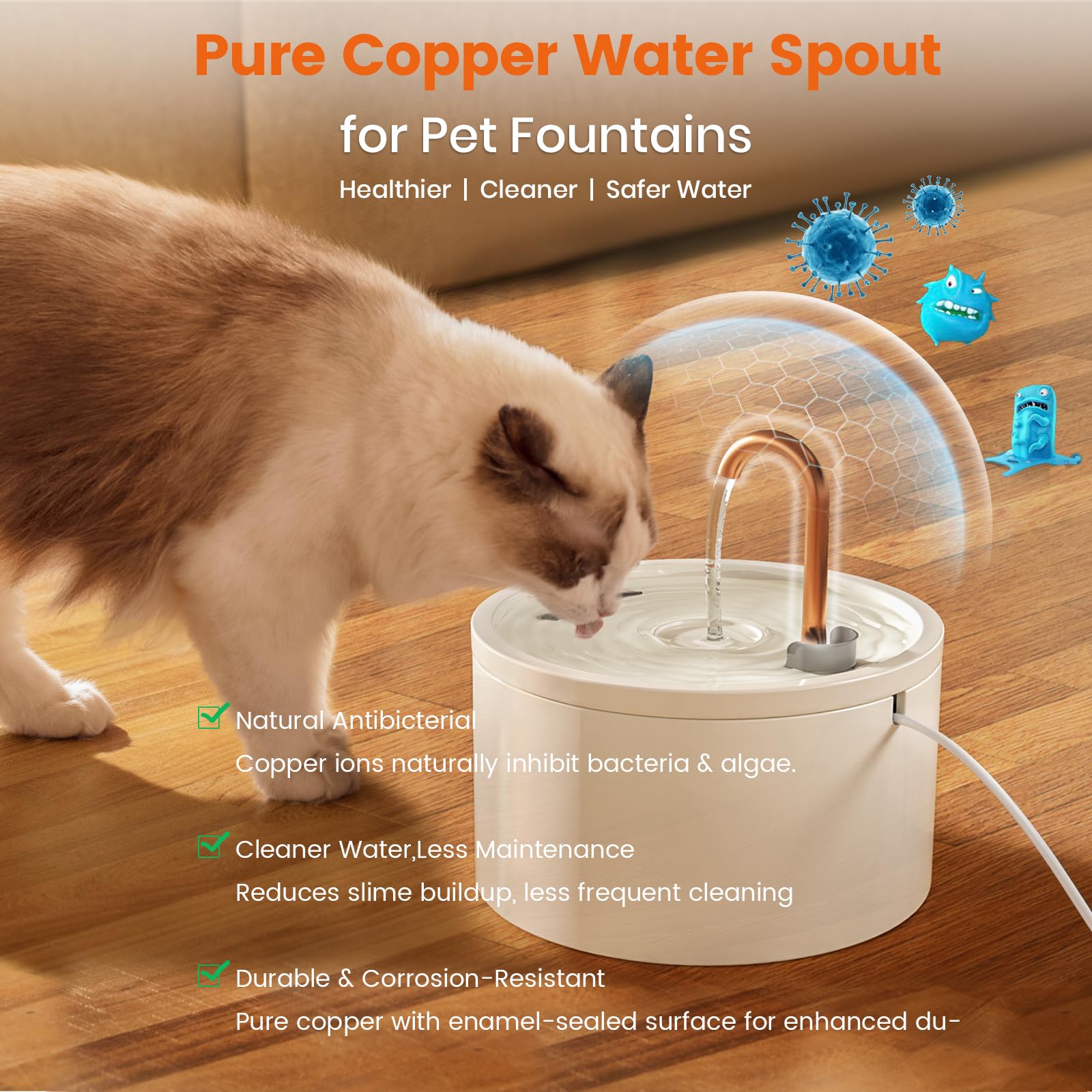MISFANS fontaine-chat design élégant cuivre : ajoute une touche sophistiquée.