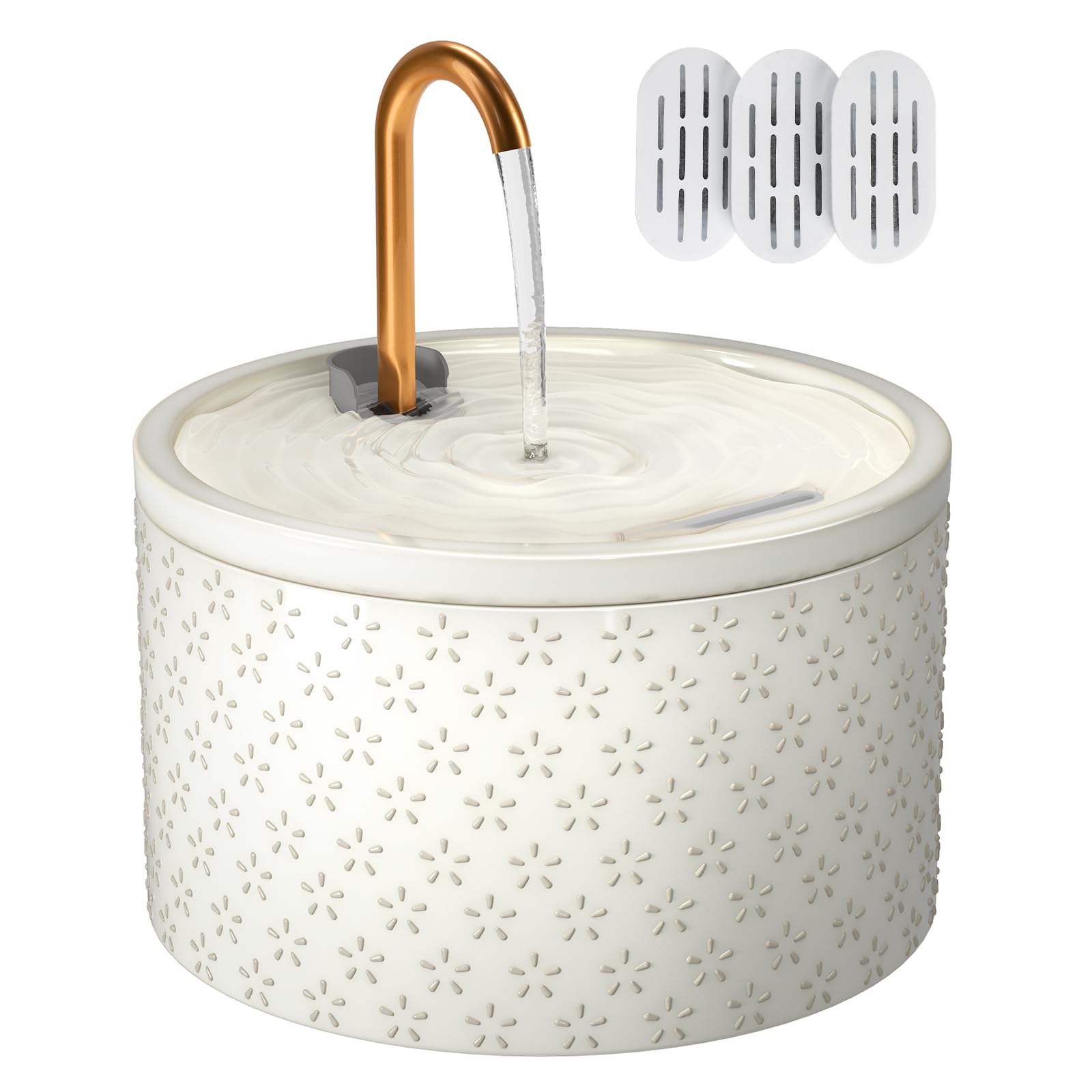 MISFANS fontaine chat, corps céramique avec motif feu d'artifice pour hydratation élégante et sûre