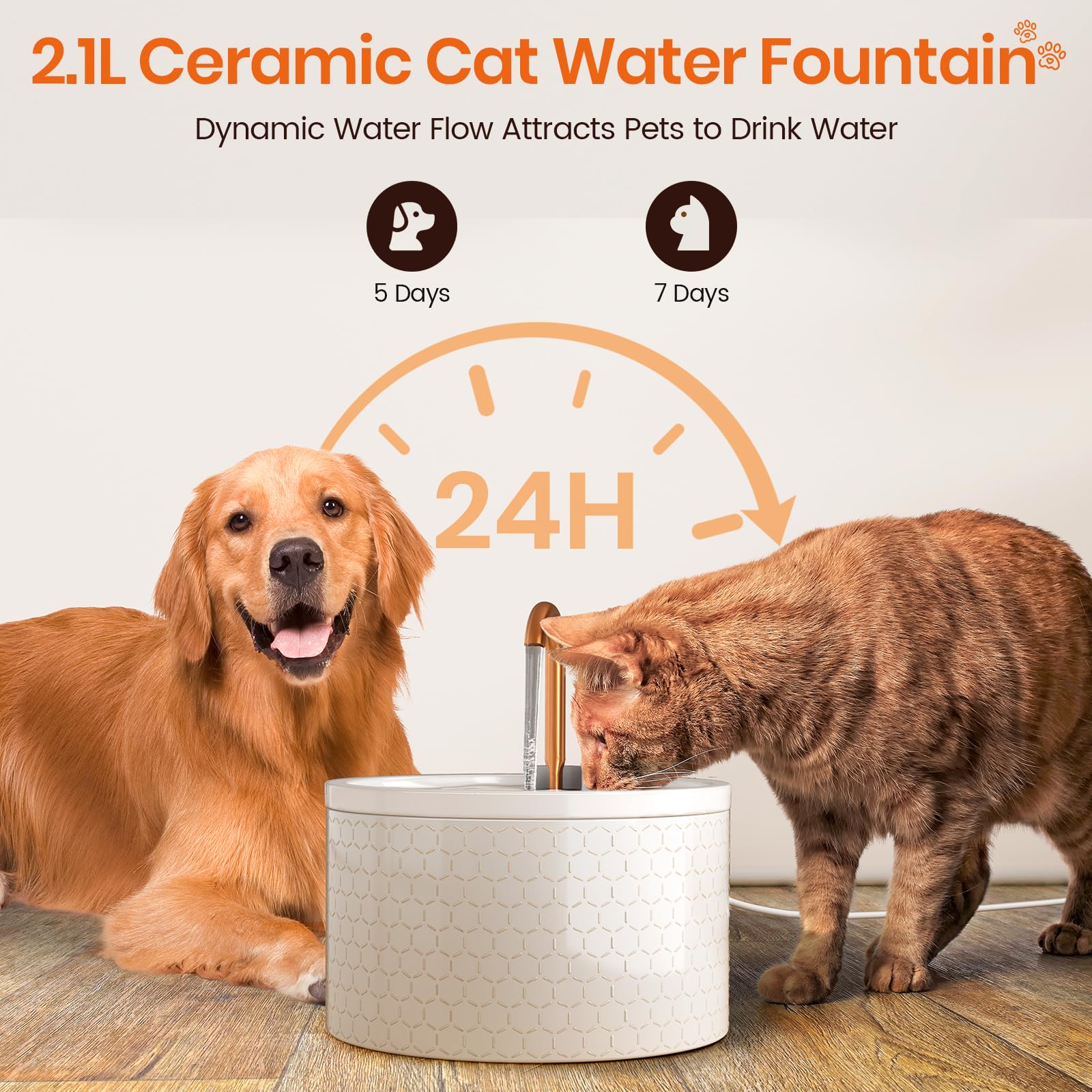 MISFANS fontaine-eau-chat deux-modes-boisson: imite un courant naturel pour stimuler l'hydratation.