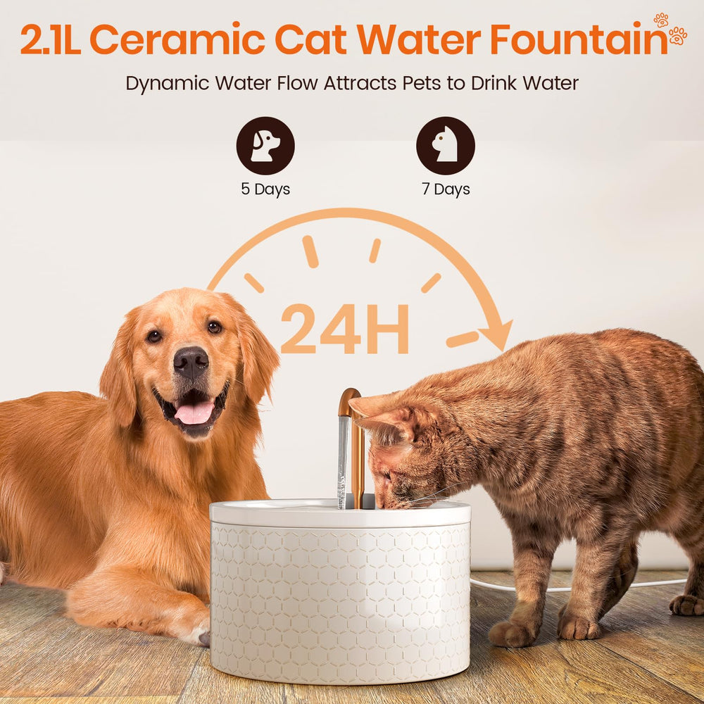 MISFANS fontaine-eau-chat deux-modes-boisson: imite un courant naturel pour stimuler l'hydratation.