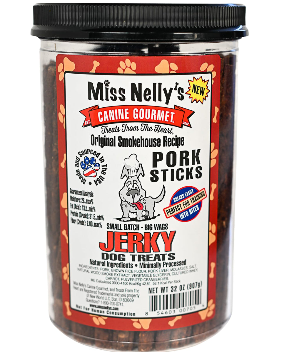 Miss Nelly's friandise porc en bocal, arôme fumé naturel, parfaite récompense d'entraînement